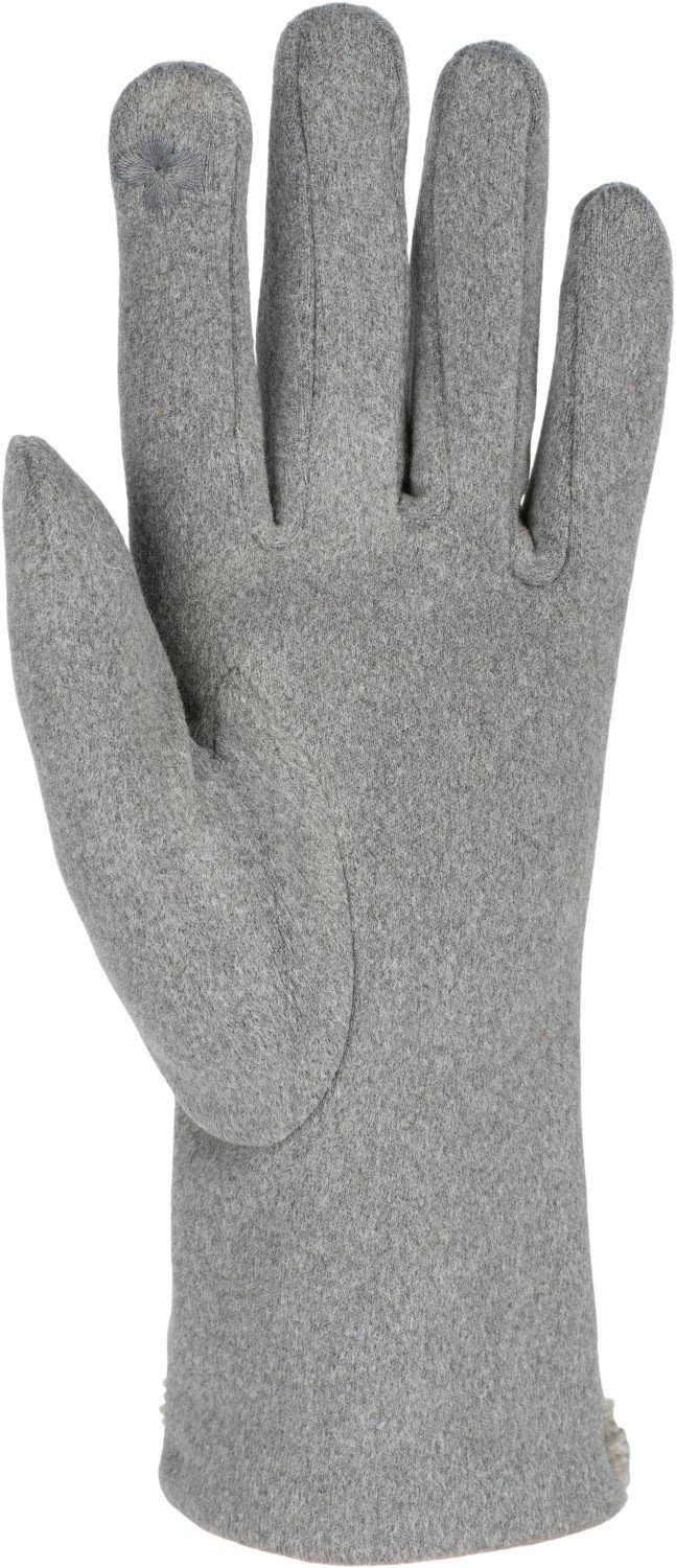styleBREAKER Fleecehandschuhe Touchscreen Handschuhe Teddyfell Hellgrau
