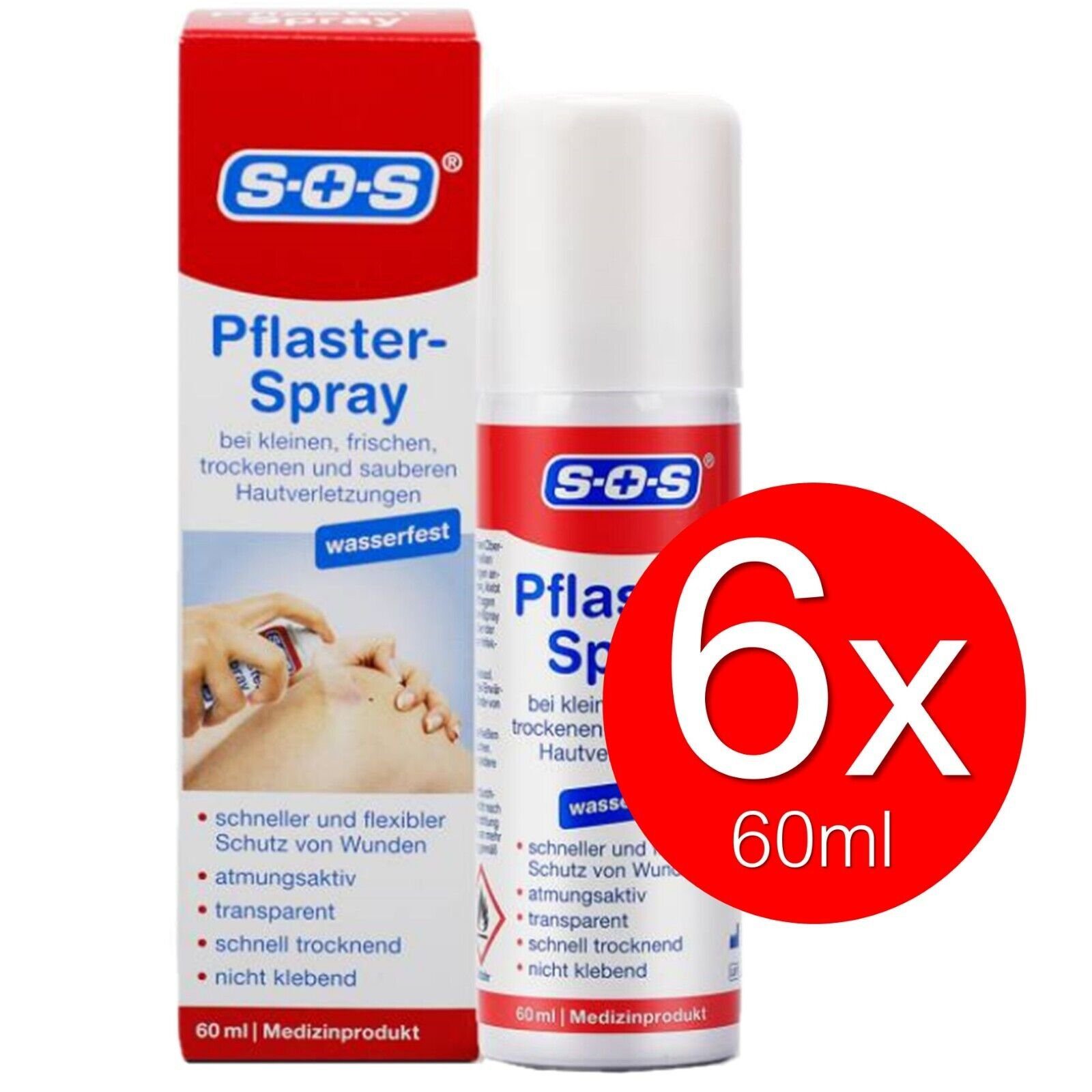 SOS Medizinisches Pflaster-Spray Set Wundreinigung Wundheilung Hygienespray (Desinfektion, Desinfektionsmittel für Hände und Haut, [- Wundversorgung Wundreinigung bei Verletzungen Wund-Spray)