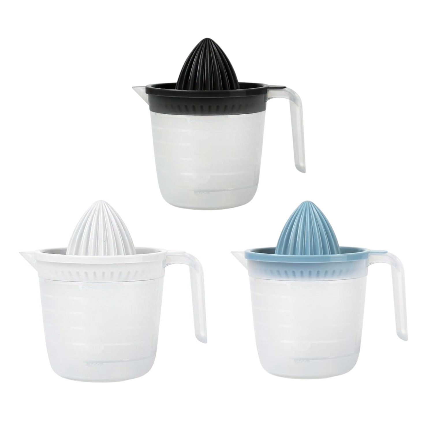 meberg Zitruspresse 3er Set Saftpresse Kunststoff BPA frei 600 ml, Zitronenpresse mit Behälter modern spülmaschinengeeignet