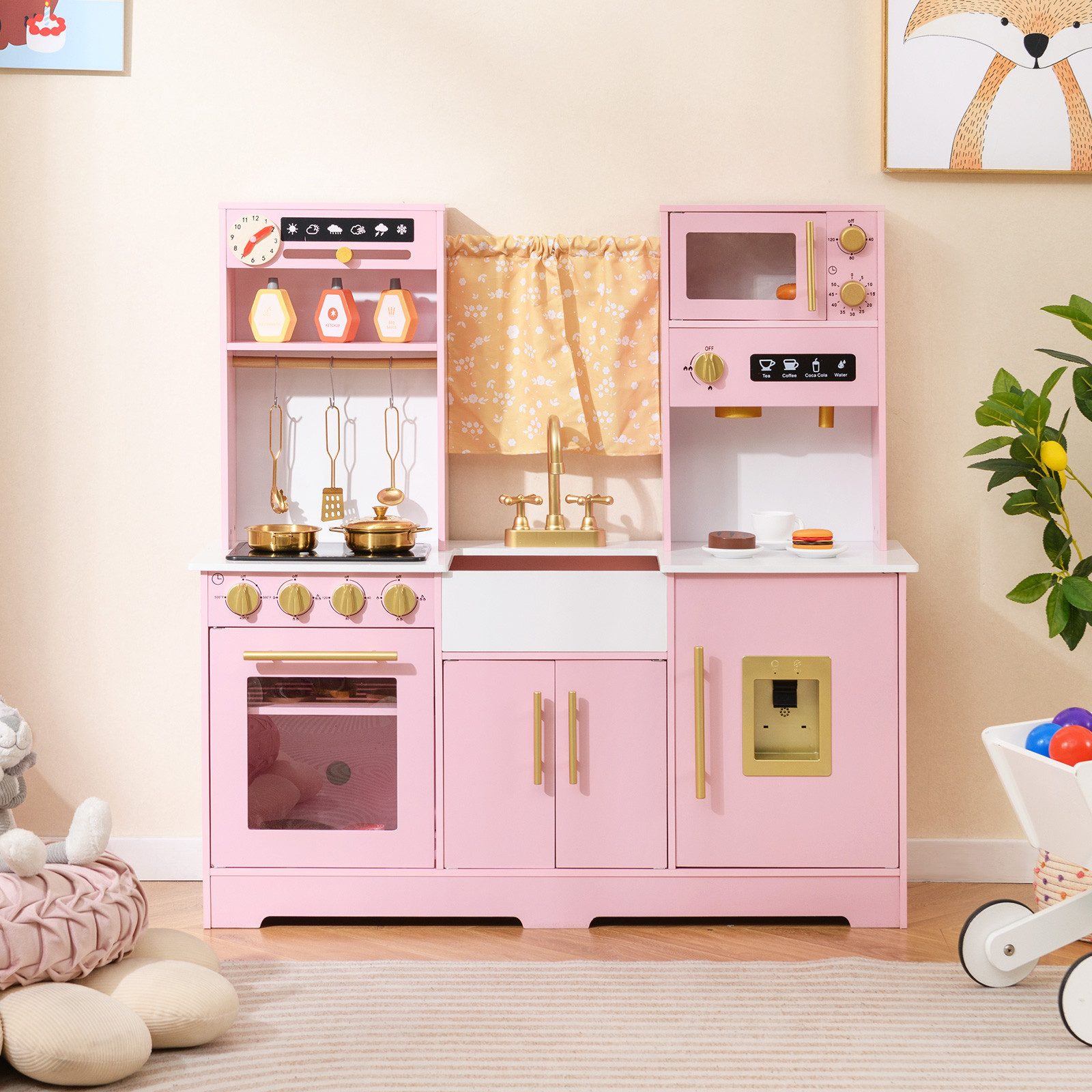 COSTWAY Spielküche Holz, Kinderküche aus Holz, günstig online kaufen