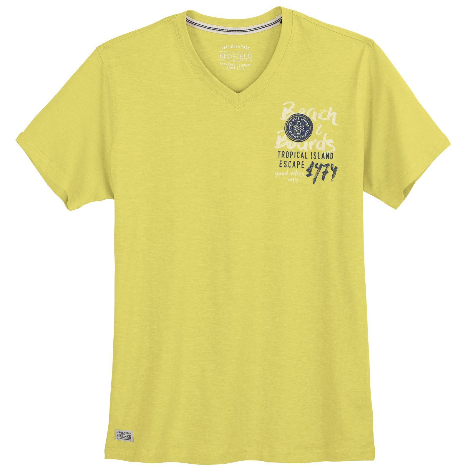 redfield V-Shirt Große Größen Herren V-Neck T-Shirt modisch gelb