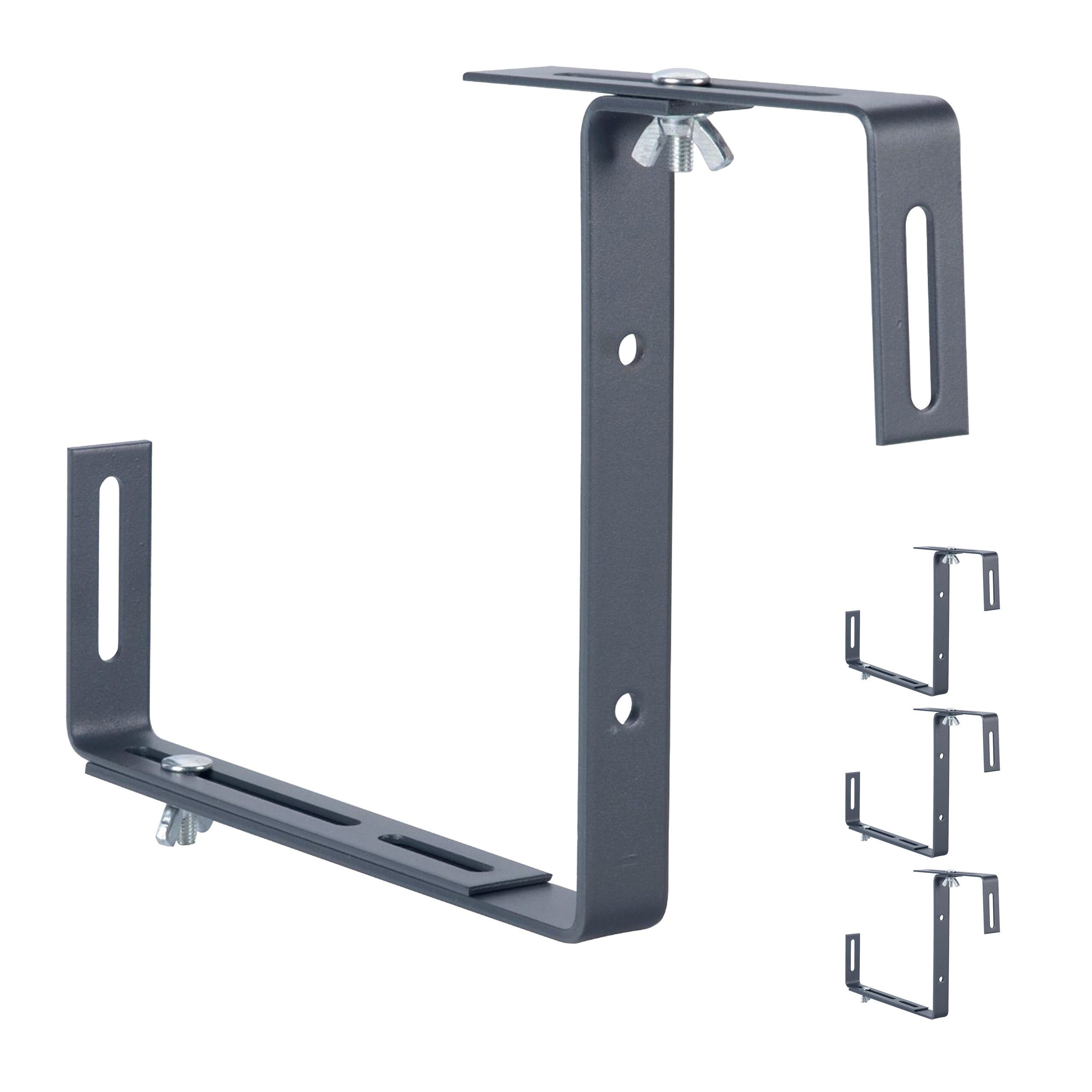 relaxdays Blumenkastenhalter Verstellbarer Blumenkastenhalter 4er Set, Doppelt verstellbar, 4-St., anthrazit.
