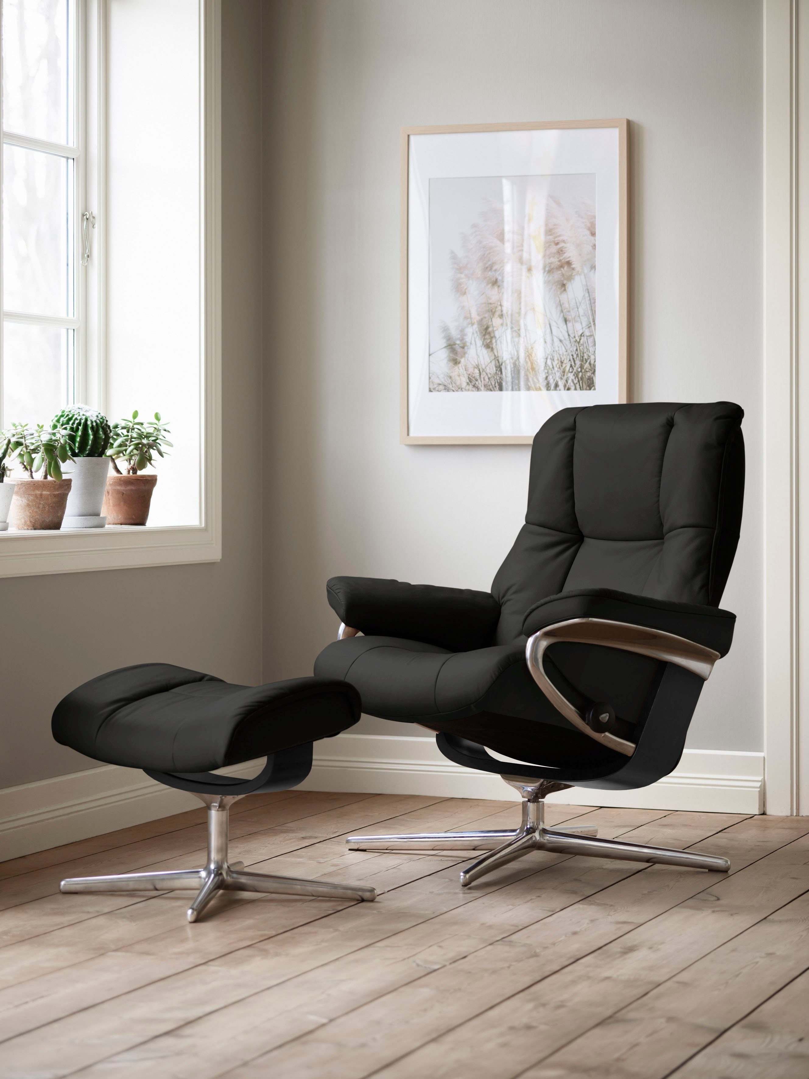 Stressless® Relaxsessel Mayfair (Set, Relaxsessel mit Hocker), mit Hocker, mit Cross Base, Размер S, M & L, Holzakzent Schwarz