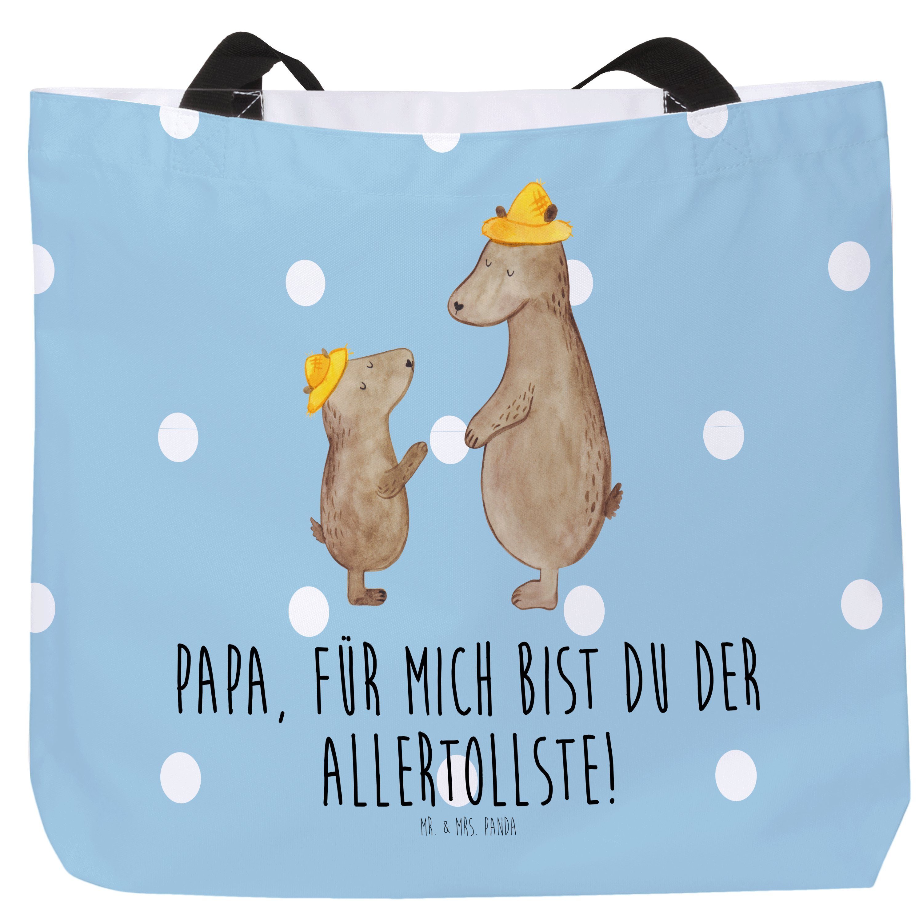 Mr. & bester Blau Shopper Mrs. Panda Pastell Schulbeu mit Geschenk, Hut Bären - (1-tlg) - Mama, Vater