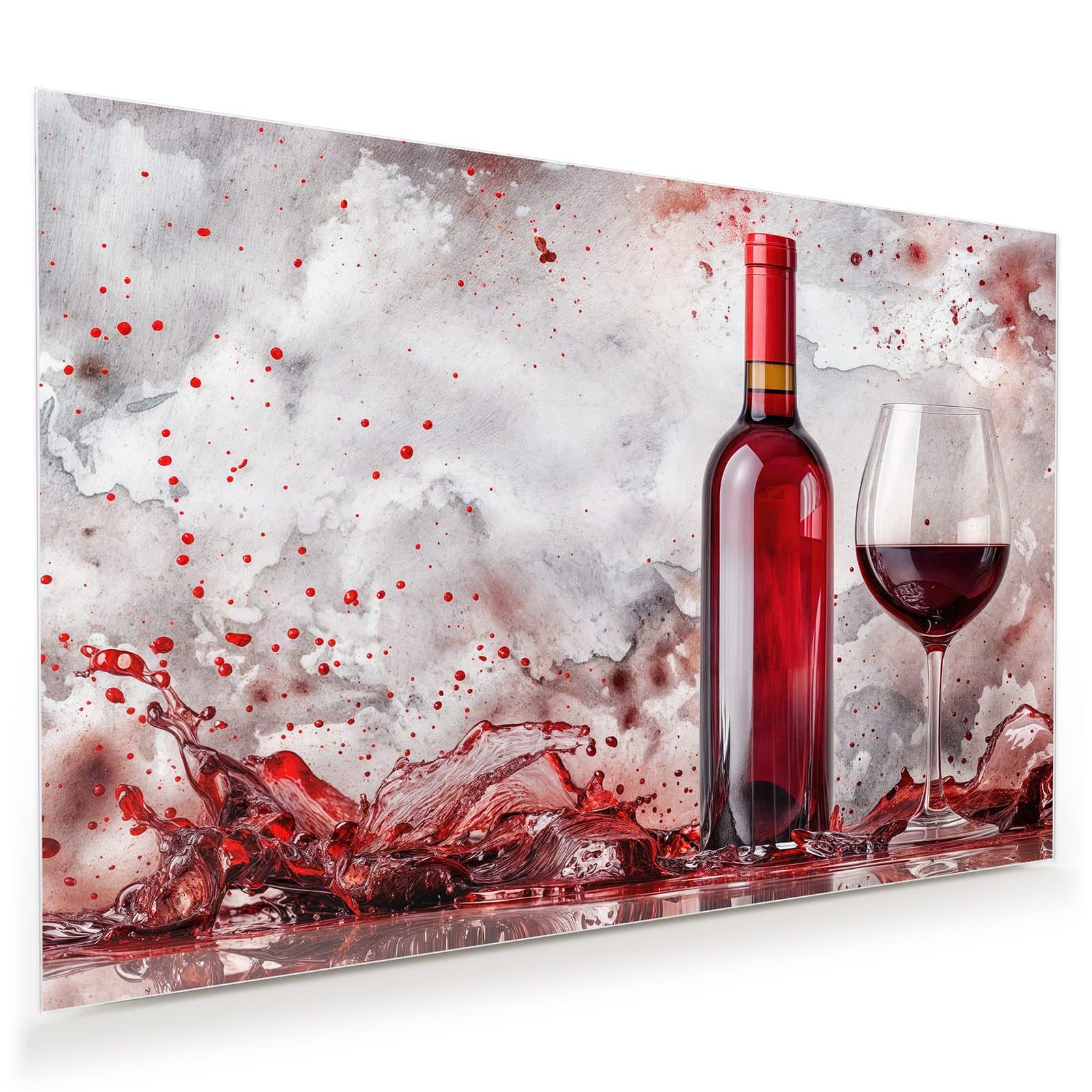Primedeco Glasbild Wandbild Rotwein mit Glas mit Aufhängung, Getränke (21 verschiedene Größen, 1 St), Elegante Aufhängung