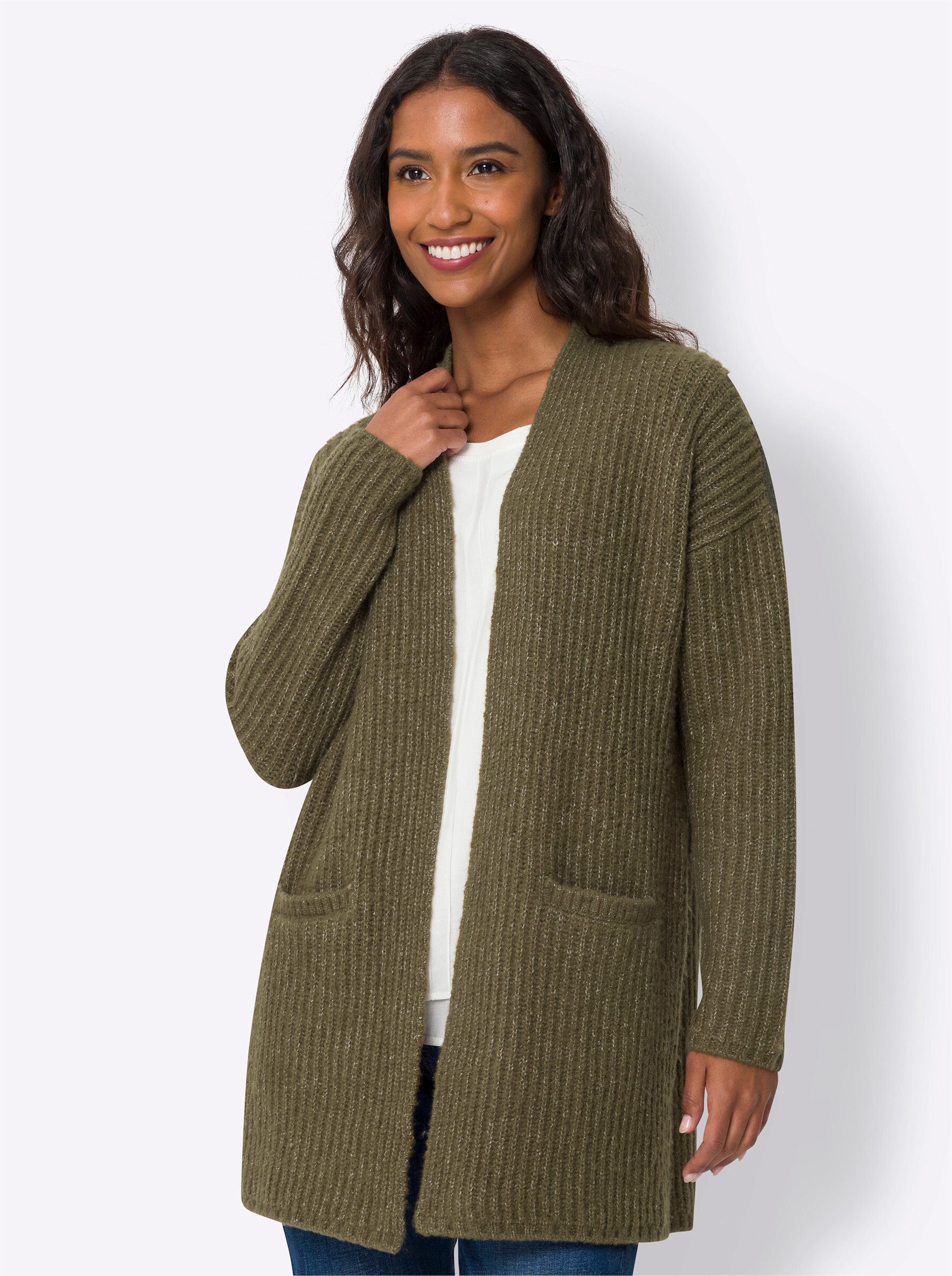 heine Strickjacke Strickjacke Langarm Rippoptik
