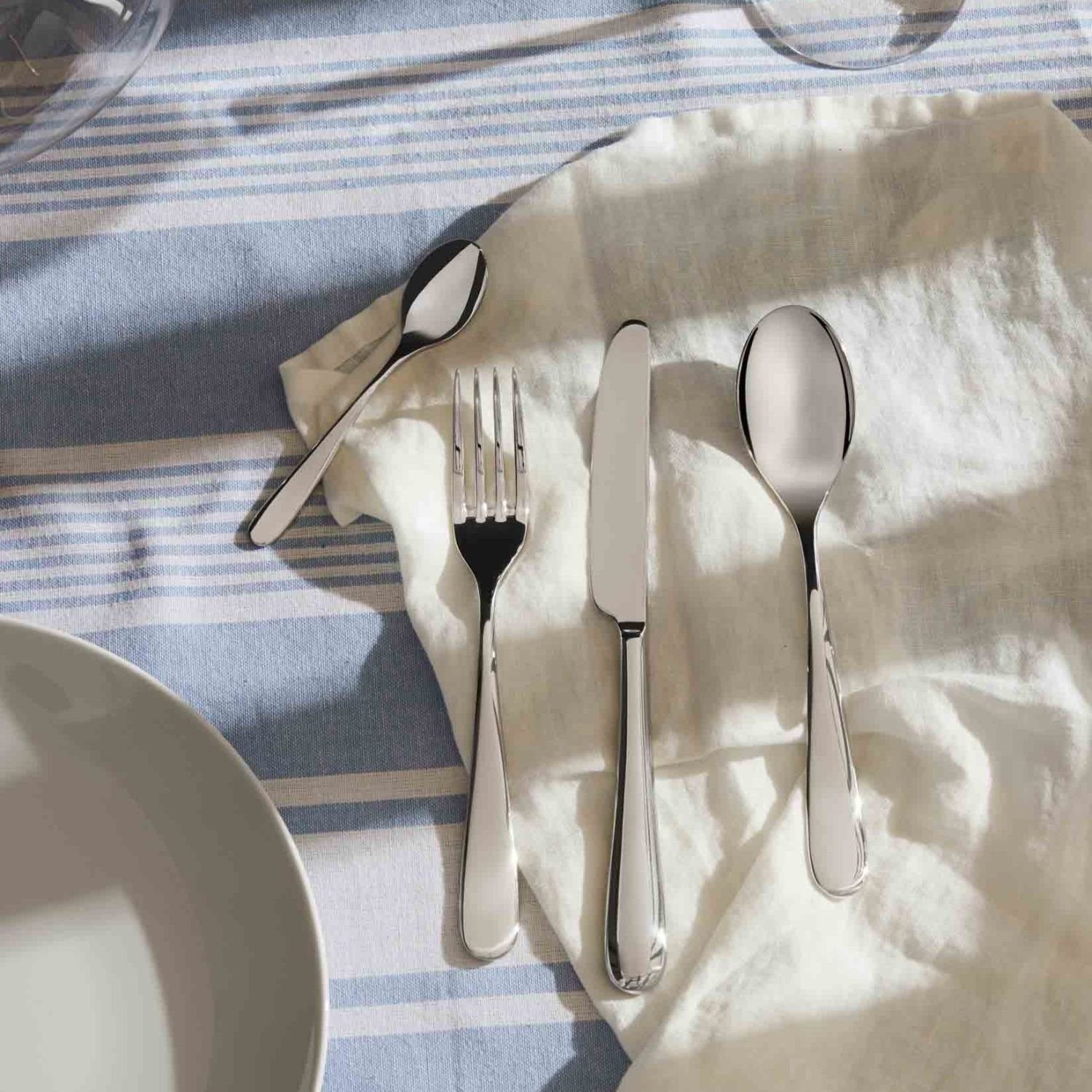 Alessi Besteck-Set Nuovo Milano Zylinderblock 24-teilig (24-tlg), Edelstahl 18/10