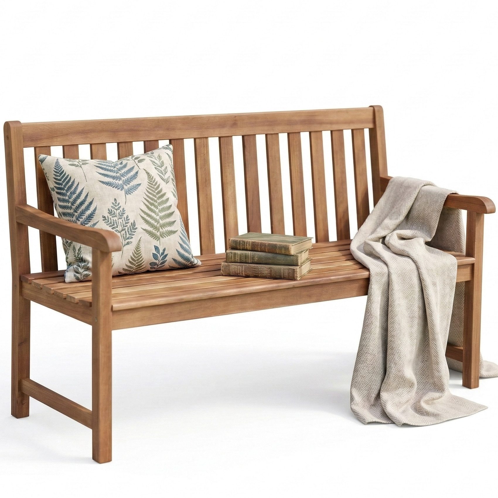 Hecht Gartenbank Holzbank Classic Premium, 158 x 60 x 87 cm, Querstreben, Akazienholz, 300kg Belastbarkeit, 3-Sitzer