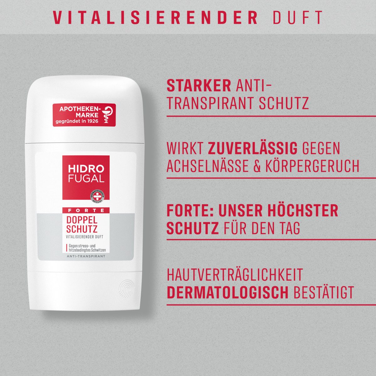 Hidrofugal Deo-Stift Deo Forte Doppelschutz Stick 3x50ml, 3-tlg.