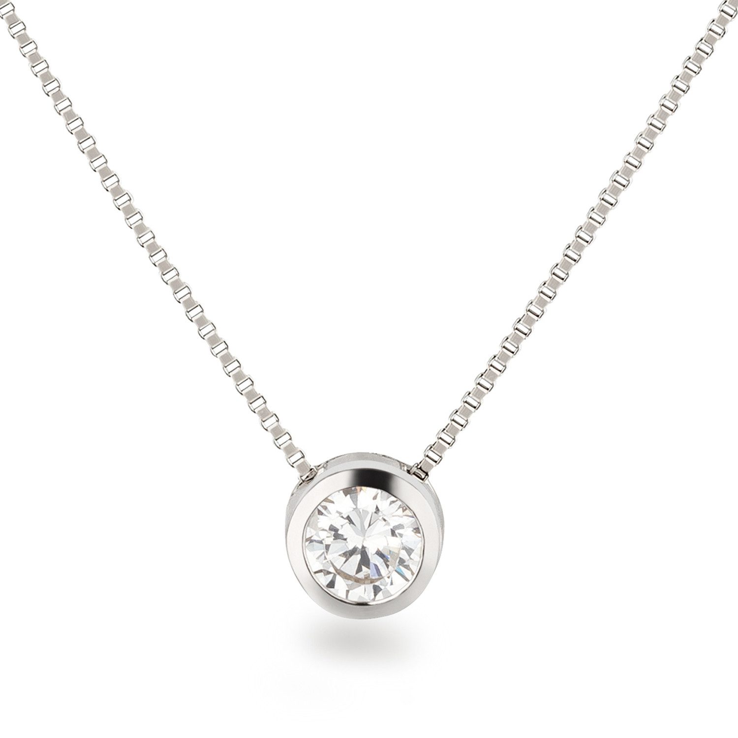 Schöner-SD Kette mit Anhänger Solitär Anhängerkette 925 Silber Silberkette günstig online kaufen