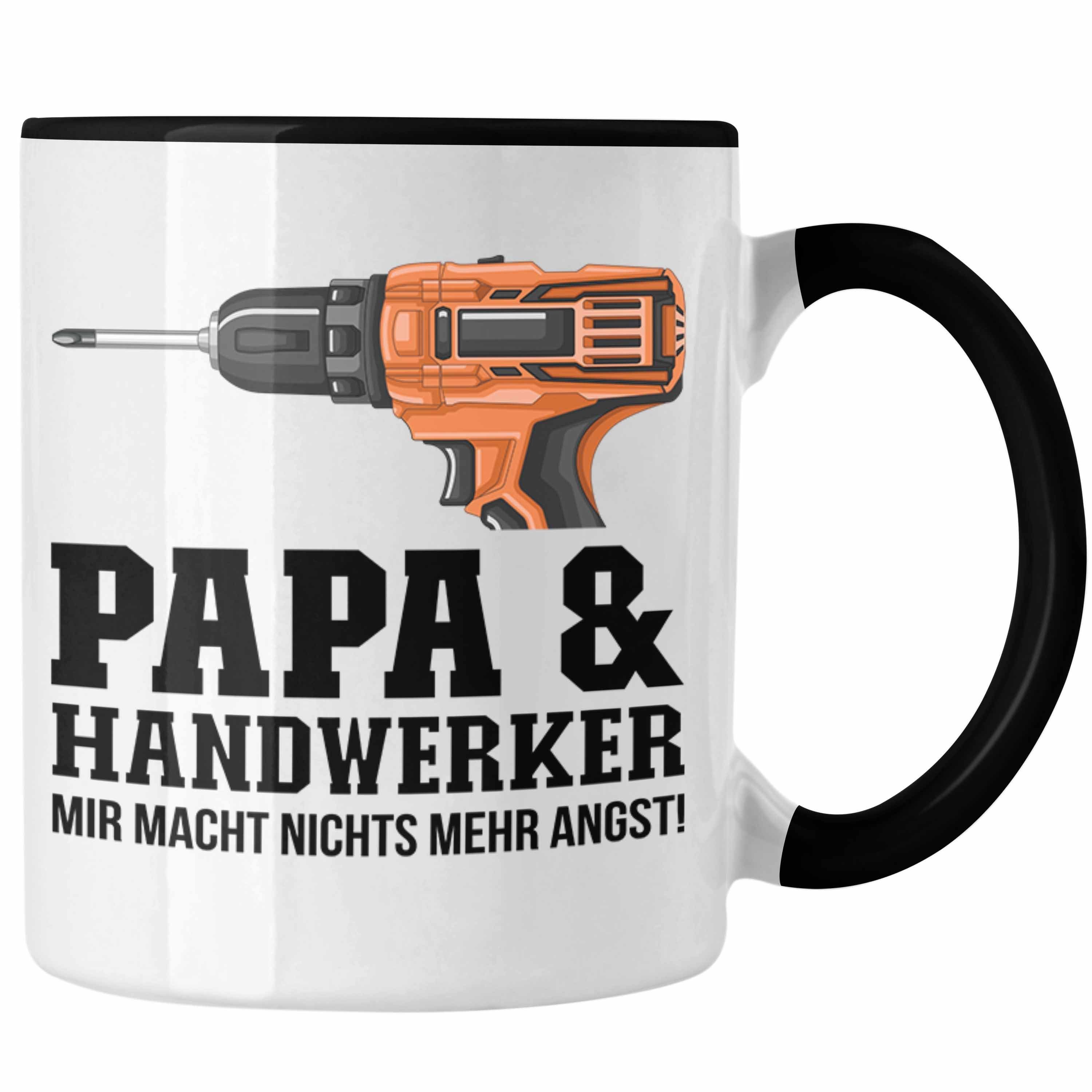 Trendation Tasse Trendation - Papa und Handwerker Tasse Geschenkidee Vater für Handwerk Schwarz