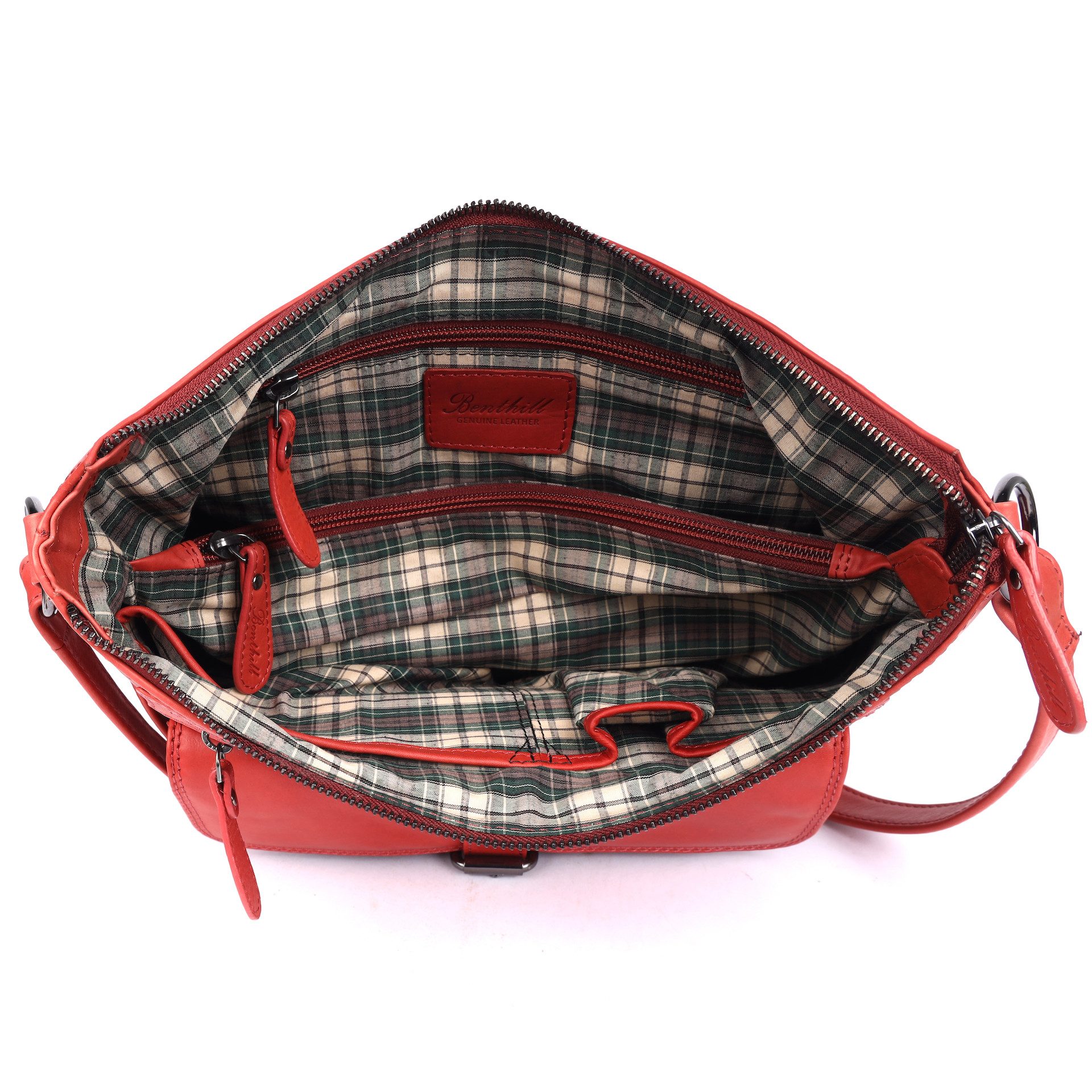 Benthill Handtasche Damen Echt Leder Umhängetasche Vintage Bag Shopper Schultertasche, Schultergurt / Umhängegurt Reißverschlussfach