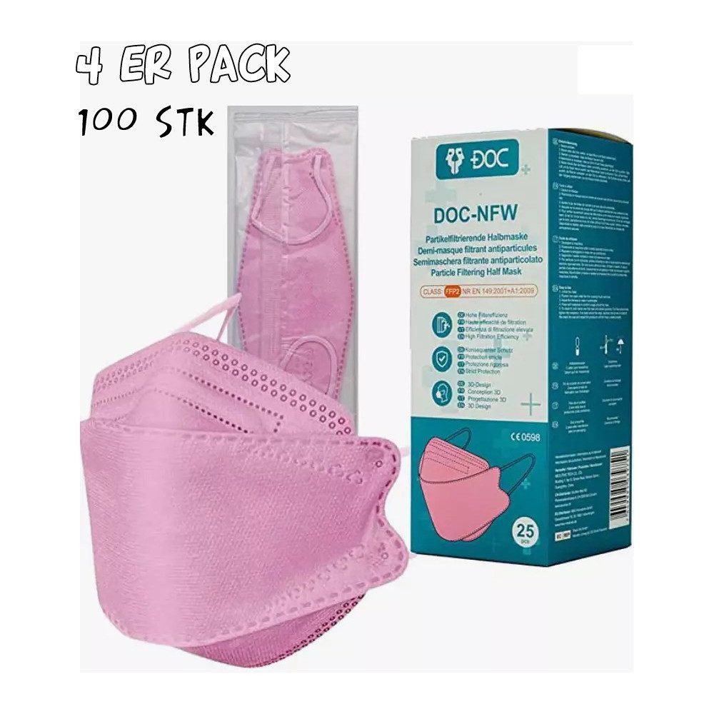 Mund-Nasen-Masken FFP2-Masken NFW Pink einzel verpackt Mundschutz Atemschutz [100ER]