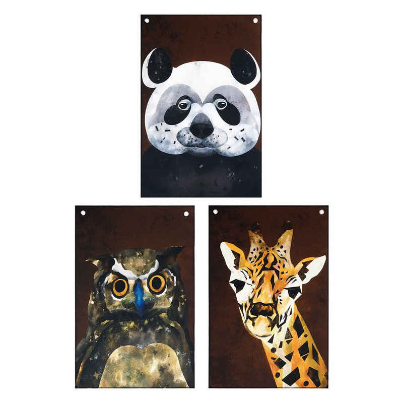 GalaxyCat Poster »Süßes Tier Stoff Poster Set, 3 Stück, Aquarell«, Giraffe, Panda, Eule, Tier Rollbild / Wallscroll