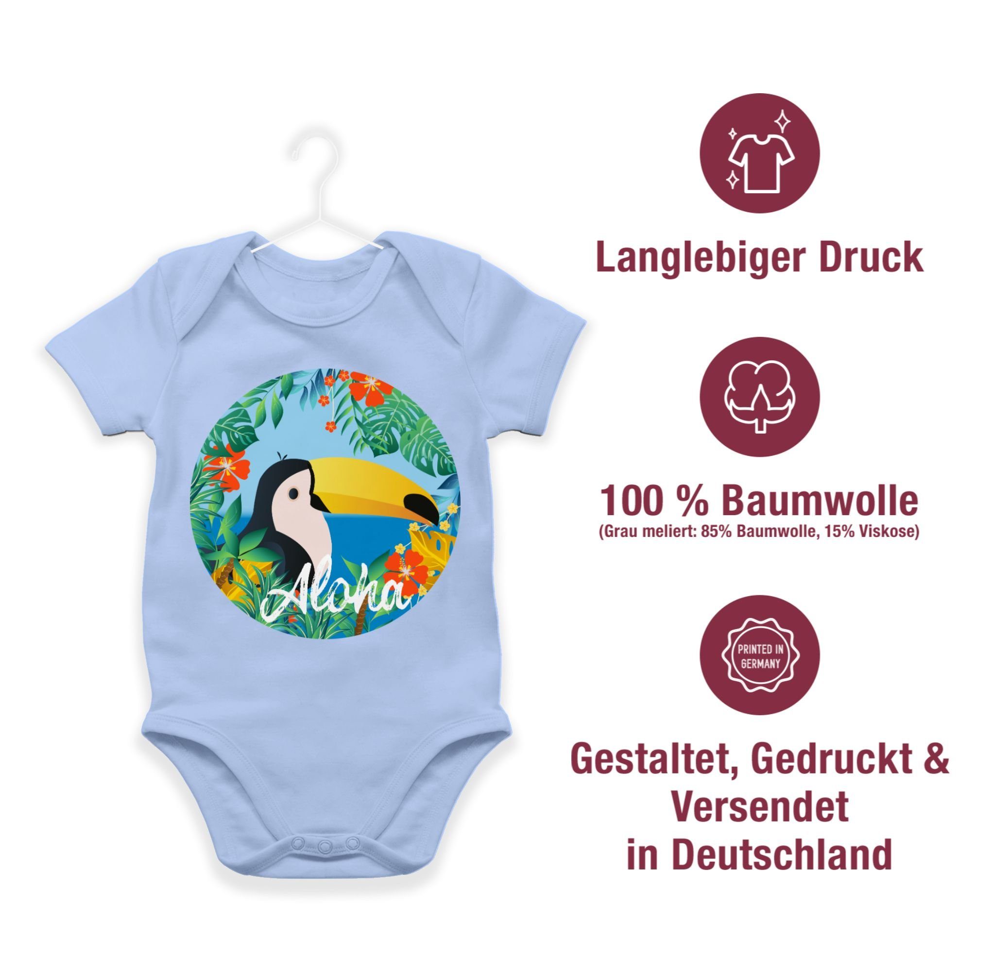 Aloha Fasching & Hawaii-Kleidung - Aloha Tukan Party Karneval Babyblau 1 Karibik Hawaiian Hawaii Shirtbody Shirtracer