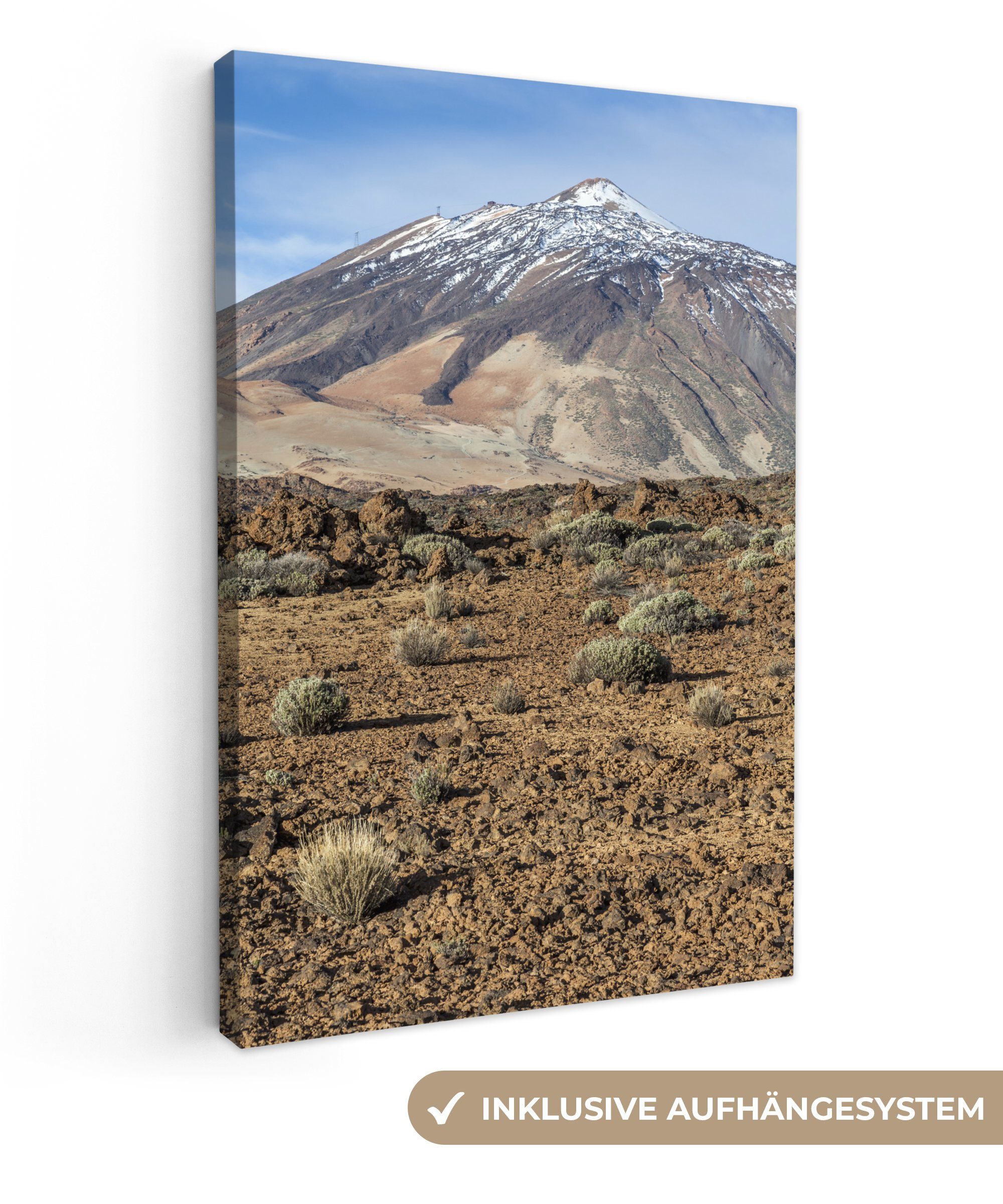 Der fertig seine Teide bespannt Spanien, (1 und El Leinwandbild Teneriffa OneMillionCanvasses® St), Leinwandbild Vulkan Gemälde, Zackenaufhänger, inkl. 20x30 cm Landschaft