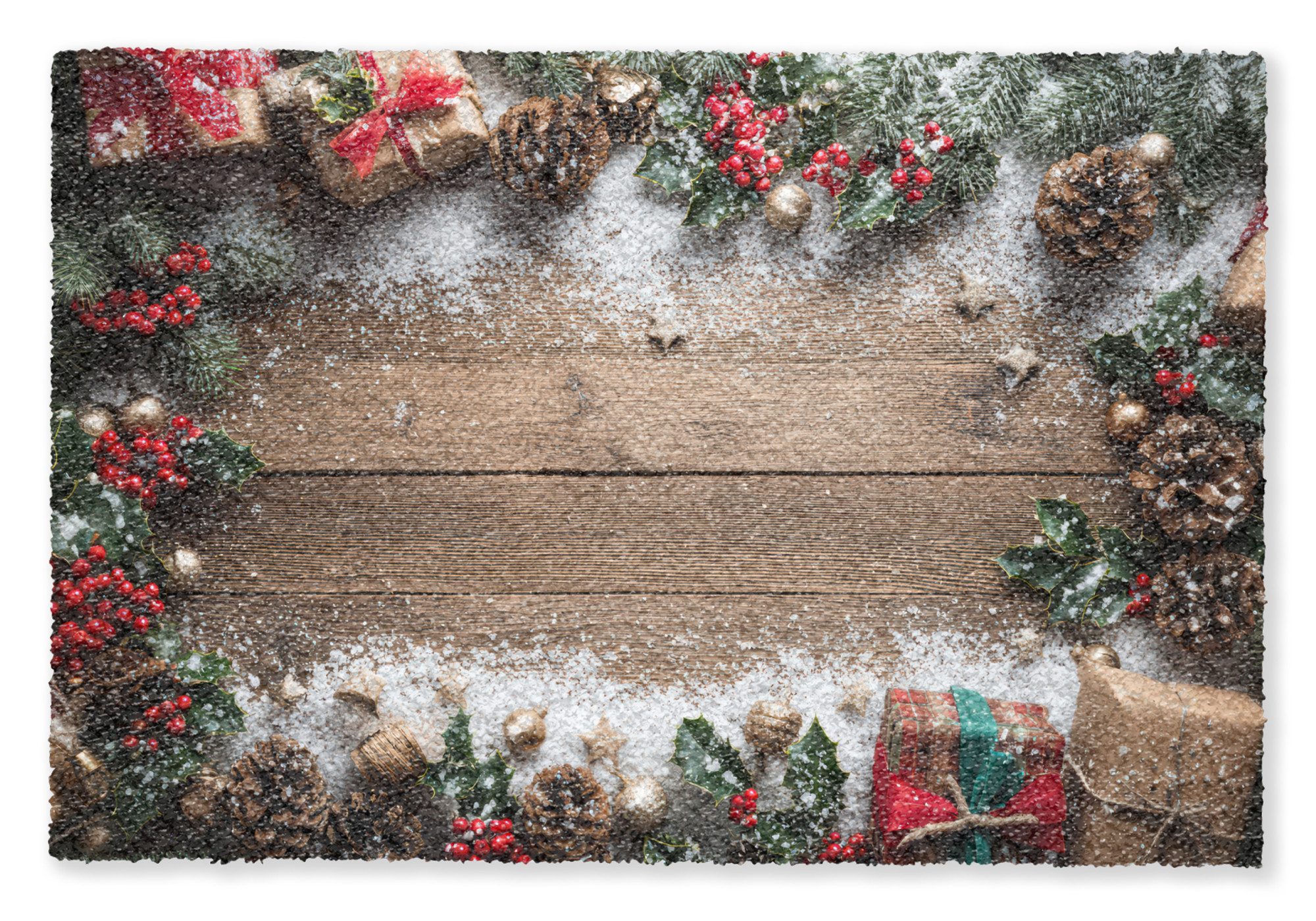 MuchoWow Fußmatte Weihnachtsdekoration - Geschenke - Holz - Mehrfarbig, Rec günstig online kaufen