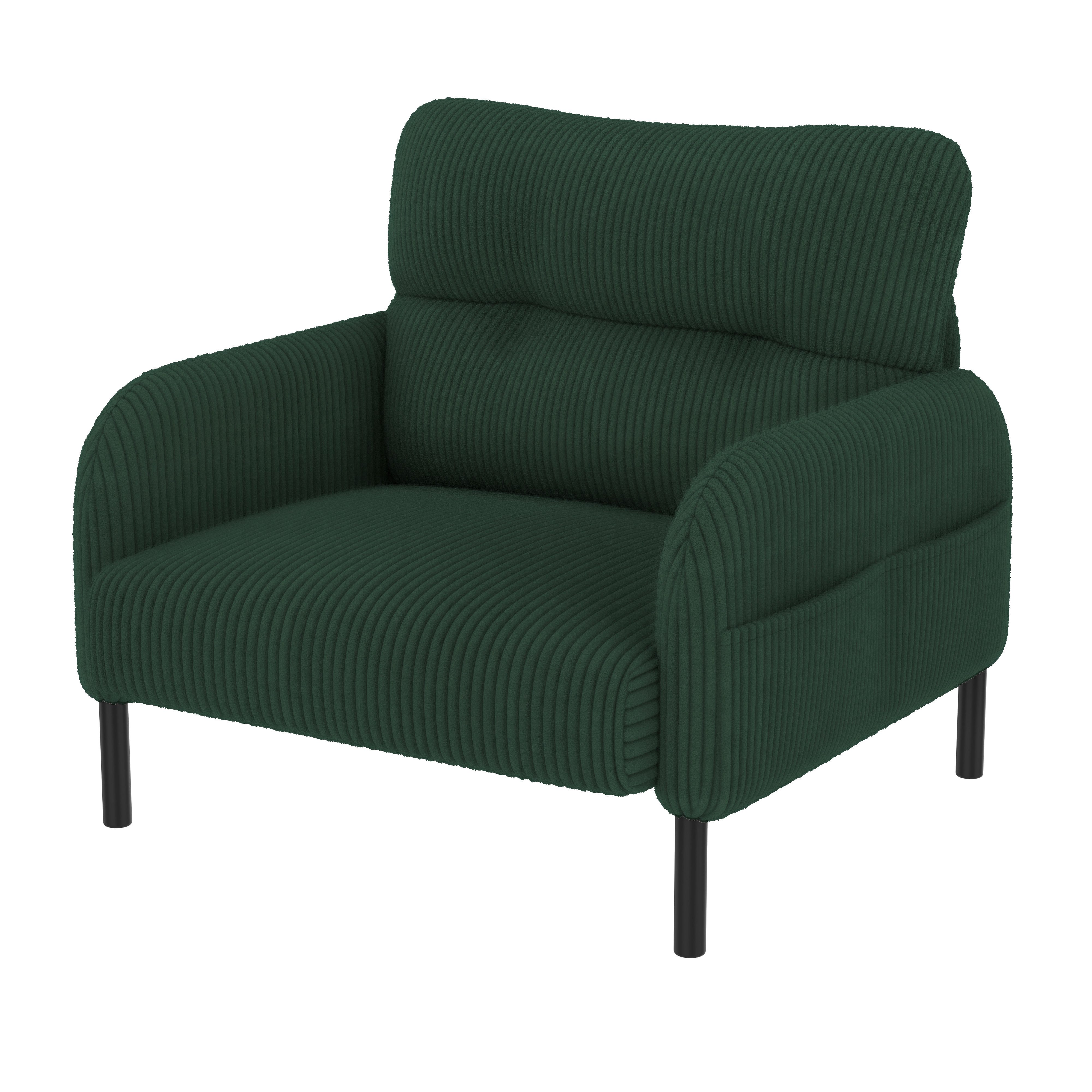BlingBin Sessel Relaxsessel Polsterstuhl Loungesessel (1-St., Cordstoff, Armlehnen mit Seitentaschen auf beiden Seiten), für Wohnzimmer, Schlafzimmer, Arbeitszimmer, 67x75x79 cm