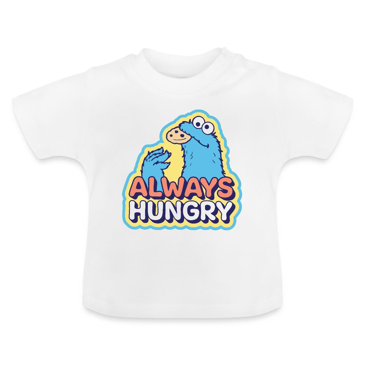 Spreadshirt T-Shirt Sesamstraße Krümelmonster Design Always Hungry Baby Bio-T-Shirt mit Ru (1-tlg)