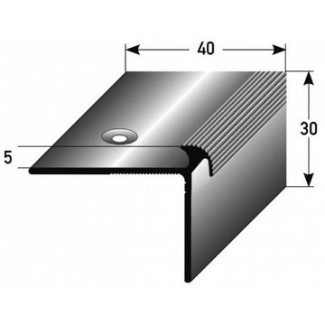 PROVISTON Treppenkantenprofil Aluminium, 40 x 30 x 1000 mm, Silber, Treppenkante, Winkelprofil