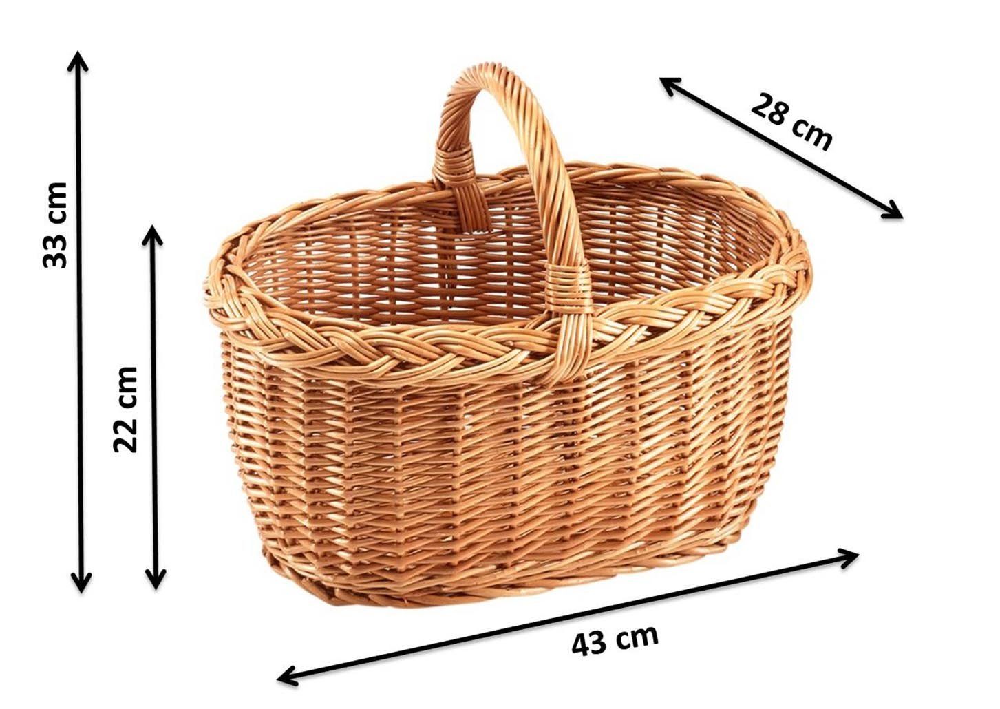 Kobolo Einkaufskorb Henkelkorb gekochte Weide braun Größe 1, 26,5 l