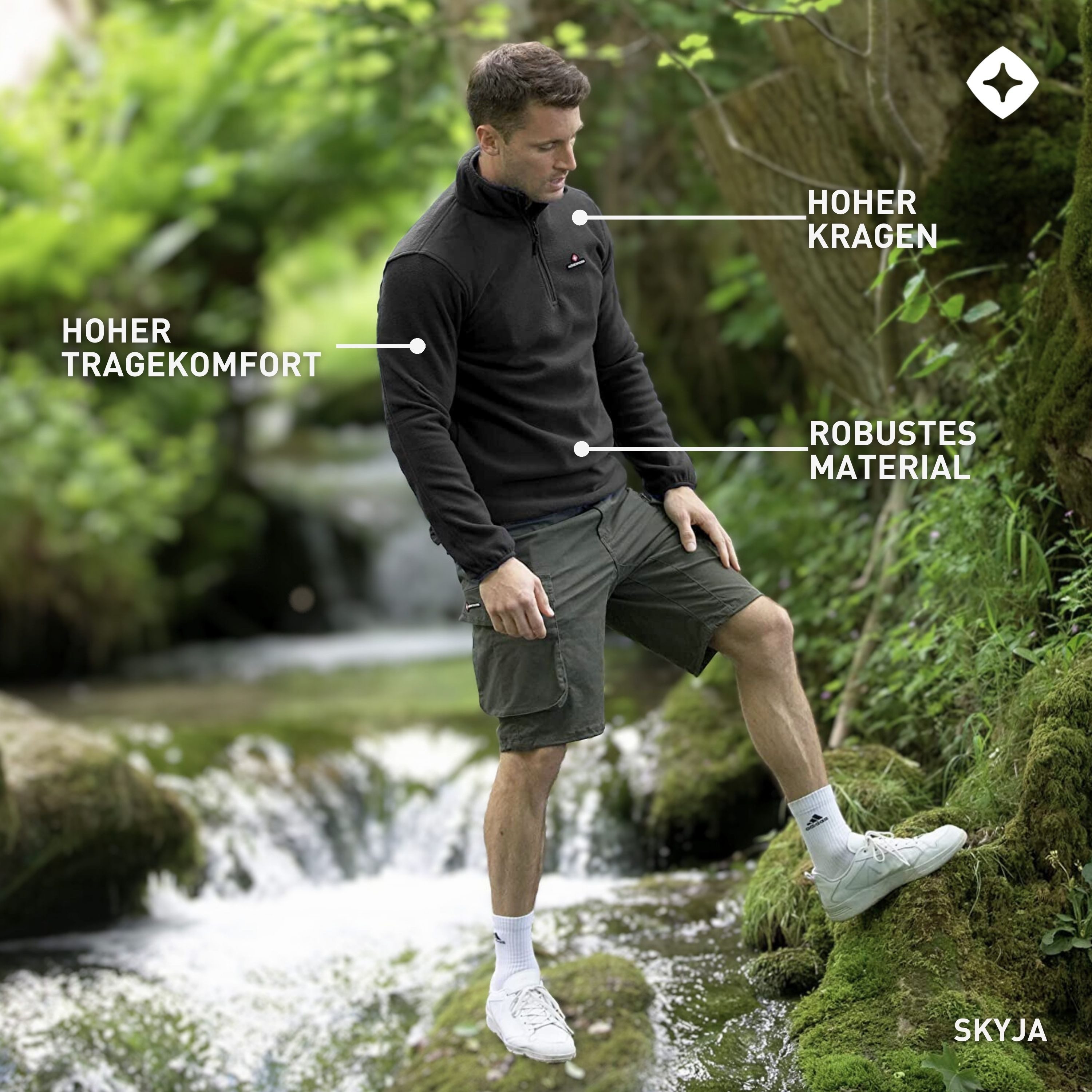 Höhenhorn Fleecepullover Skyja Herren Fleece Pullover für Männer Sweatshirt 1/4 Zip Microfleece