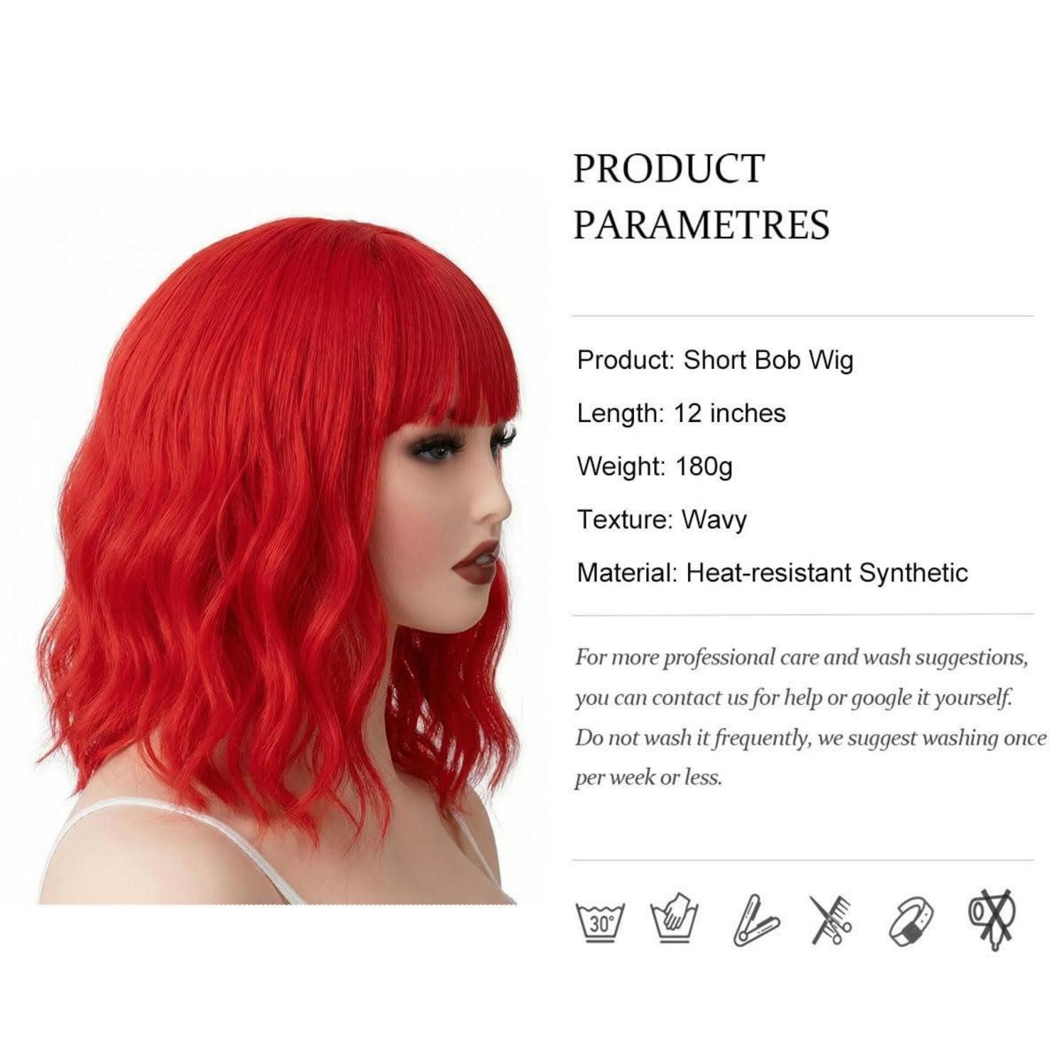 LuxusKollektion Kostüm-Perücke Perücke Damen Bob Pony Cosplay Halloween Kostüm Rot