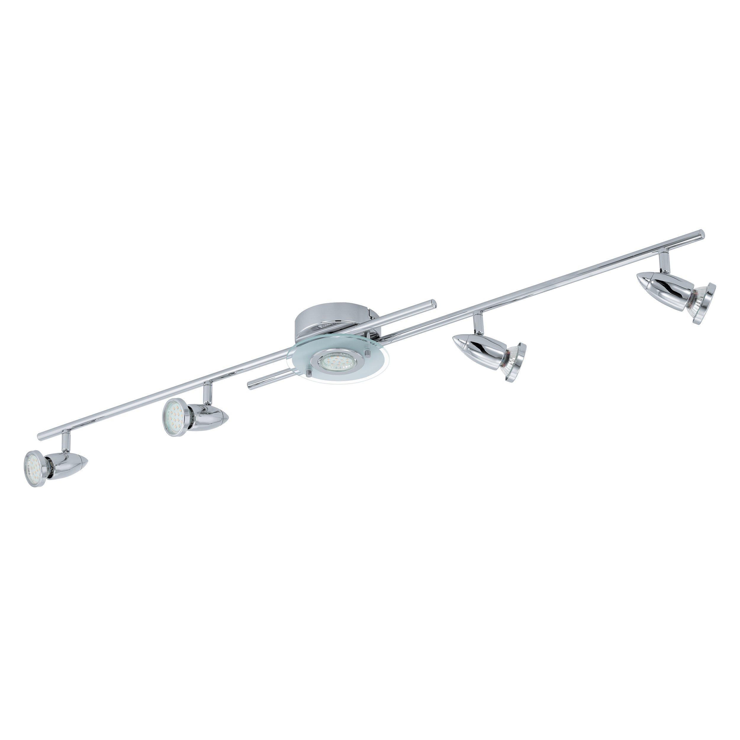 EGLO LED Deckenleuchte Cerbero, Leuchtmittel inklusive, Deckenleuchte Stahl in chrom Glas satiniert in weiß, klar GU10