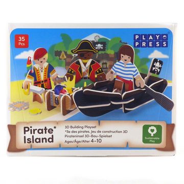 suebidou Konstruktions-Spielset 3D Spielset Pirateninsel Pop Out Spiel für Kinder zum Aufbauen/Spielen