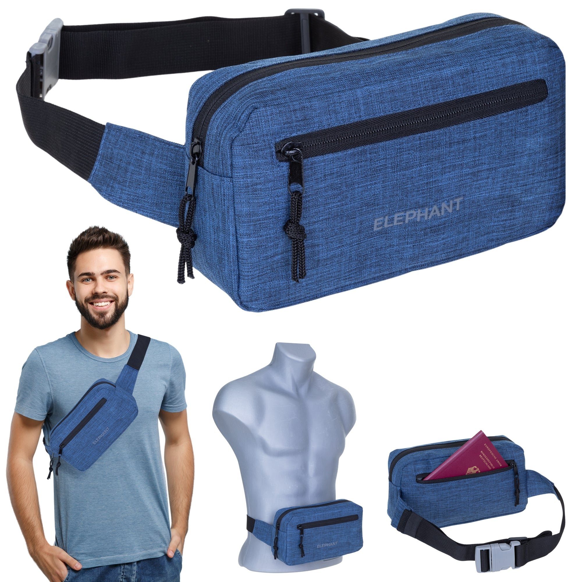 Bauchtasche Für Damen Herren – Hüfttasche Mit Vögel & Blumen-Muster, Verstellbarer Riemen Für Alltag & Sport