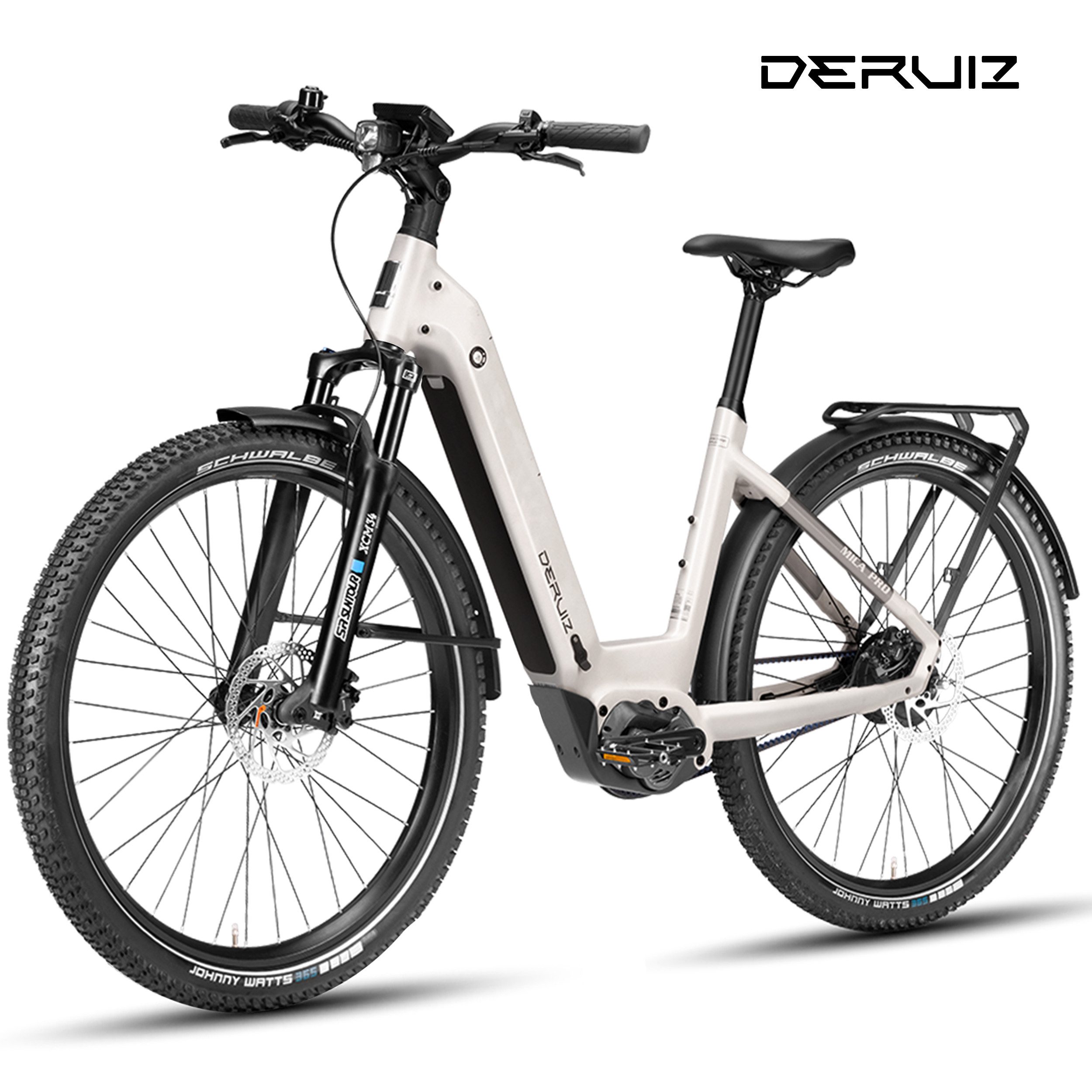DERUIZ E-Bike Mountainbike 28 Zoll/29 Zoll, 110Nm Mittelmotor, 180km, 6 Stufen, Riemenantrieb, Nabenschaltung, Mittelmotor, 720 Wh, (Trittfrequenz- und Drehmomentsensor, Lockout-Federgabel, Tiefeinsteiger), 120Lux Licht, Bluetooth+APP, RH:42/48cm, Elektrofahrrad, bis zu 180 kg