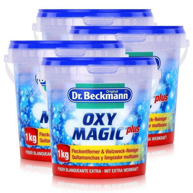 Dr. Beckmann 4x Dr. Beckmann Oxy Magic plus Pulver 1 kg – Extra Weiß-Kraft Spezialwaschmittel