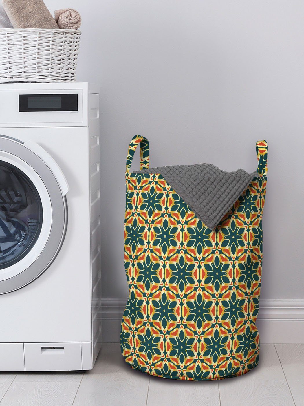 Wäschesäckchen Kordelzugverschluss Wäschekorb mit Mosaik-Art-Kunst Griffen marokkanisch Waschsalons, Abakuhaus für Arabisches