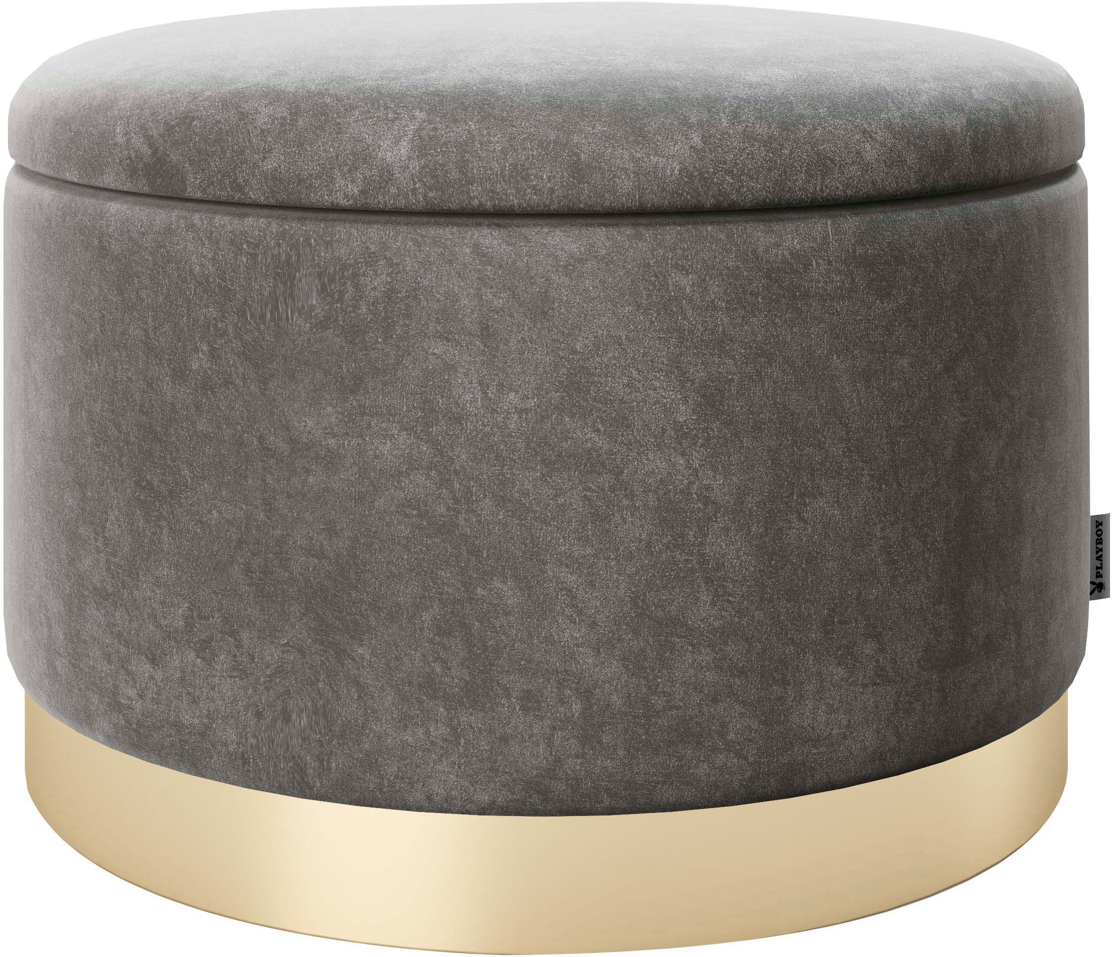 PLAYBOY Pouf SUE, Abnehmbarer Deckel, innen Stauraum für Decken, Kissen und Sonstiges