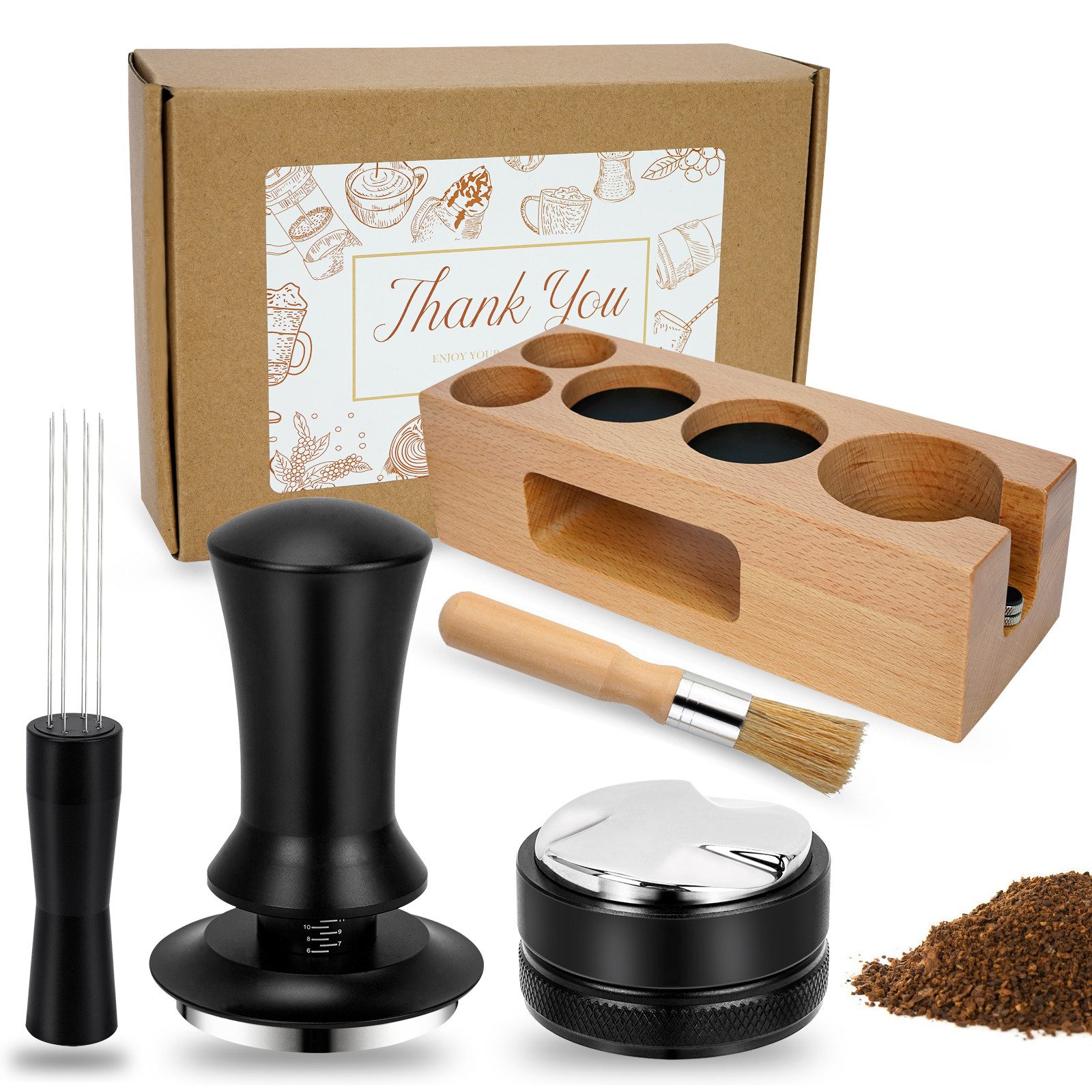 OSTWOLKE Tamperstation 51mm Espresso Tamper Set Kaffee Tamper Distributor Tampermatte