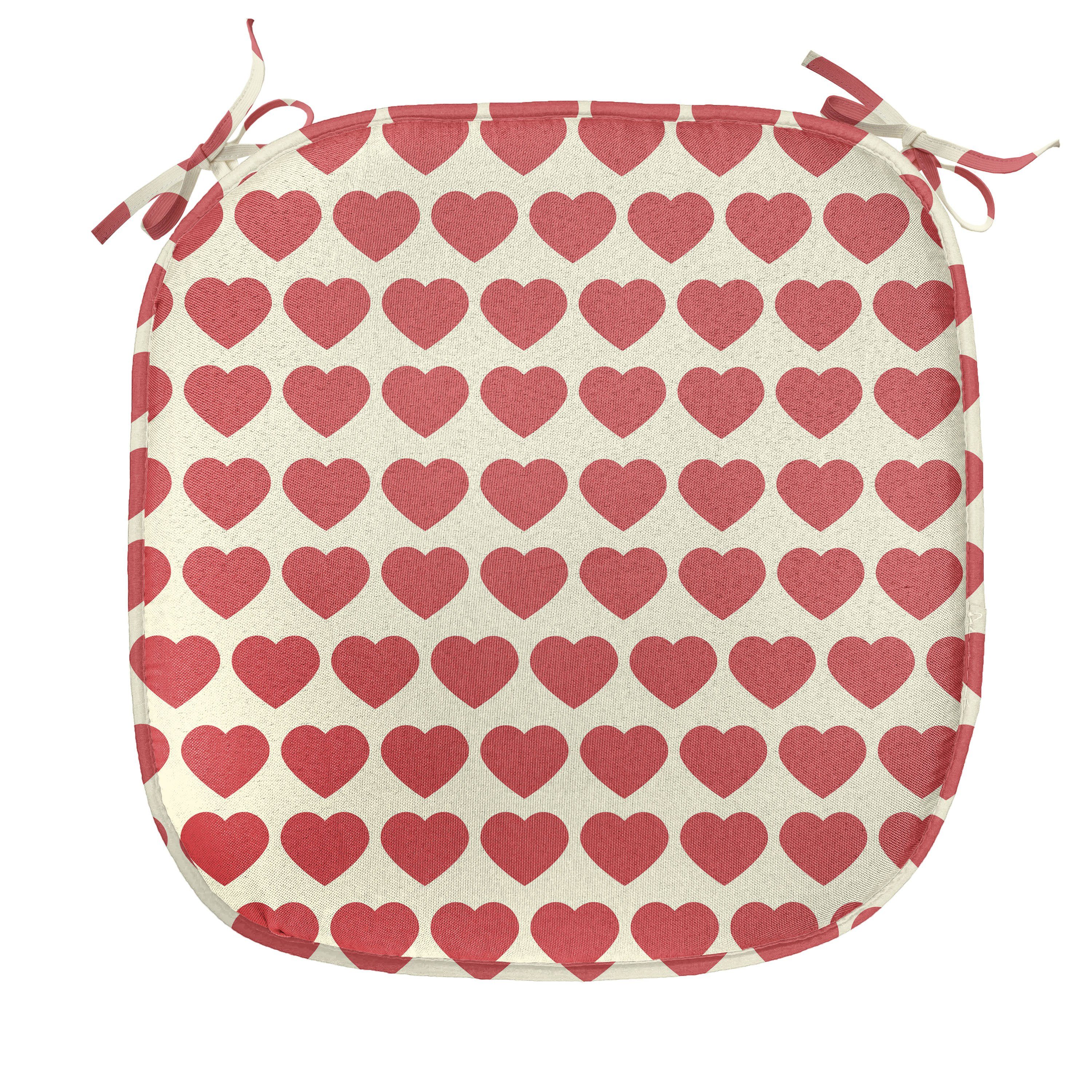 Abakuhaus Stuhlkissen Dekoratives wasserfestes Kissen mit Riemen für Küchensitze, Valentine Vibrant Red Hearts