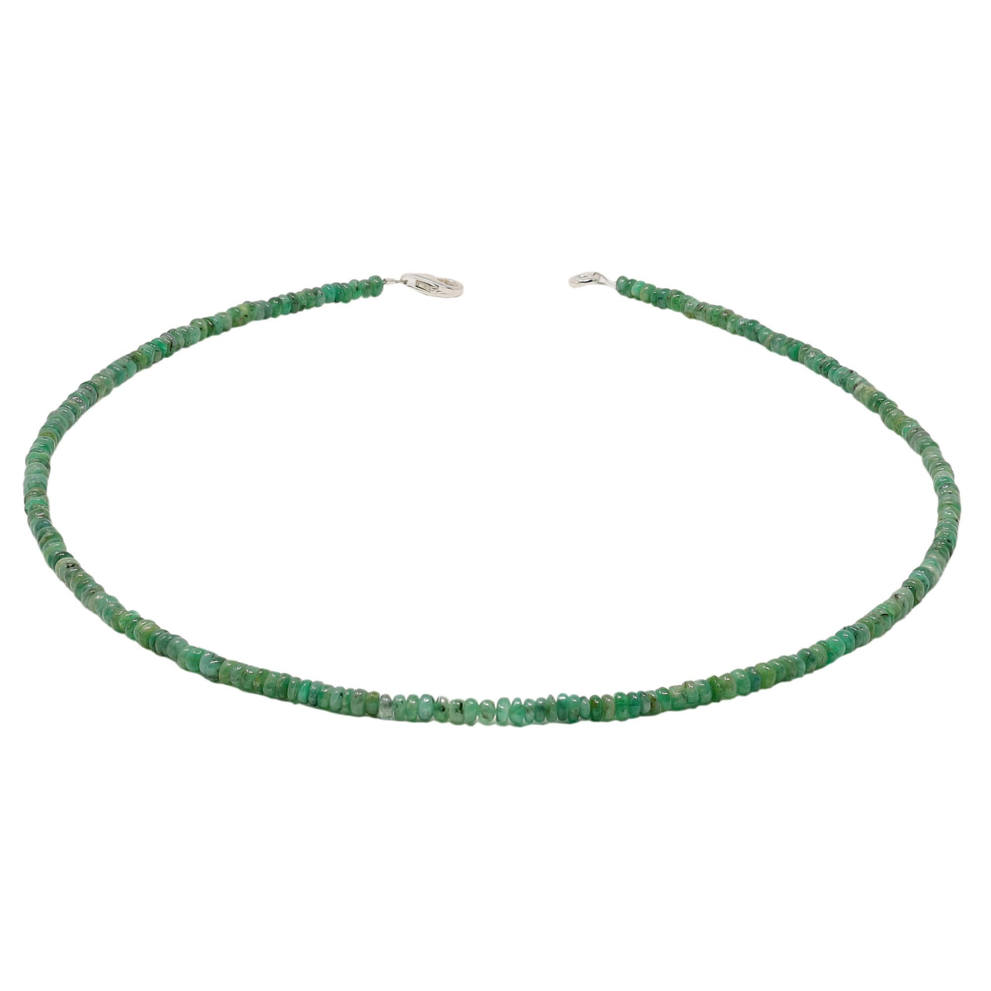 Schmuck Krone Collier Kette aus echtem Smaragd, Silber 925