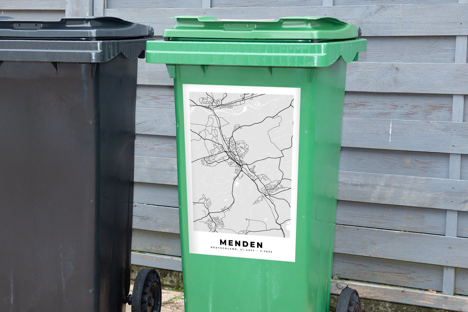 Karte MuchoWow Stadtplan Deutschland Wandsticker Mülltonne, - Container, St), Sticker, Abfalbehälter - Mülleimer-aufkleber, Menden - (1