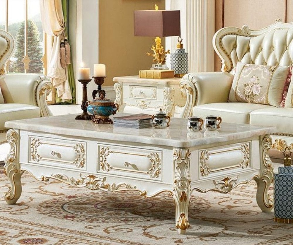 Xlmoebel Couchtisch Eleganter Beistelltisch in Marmoroptik für stilvolle Wohnräume (Packung, Couchtisch), Hergestellt in Europa
