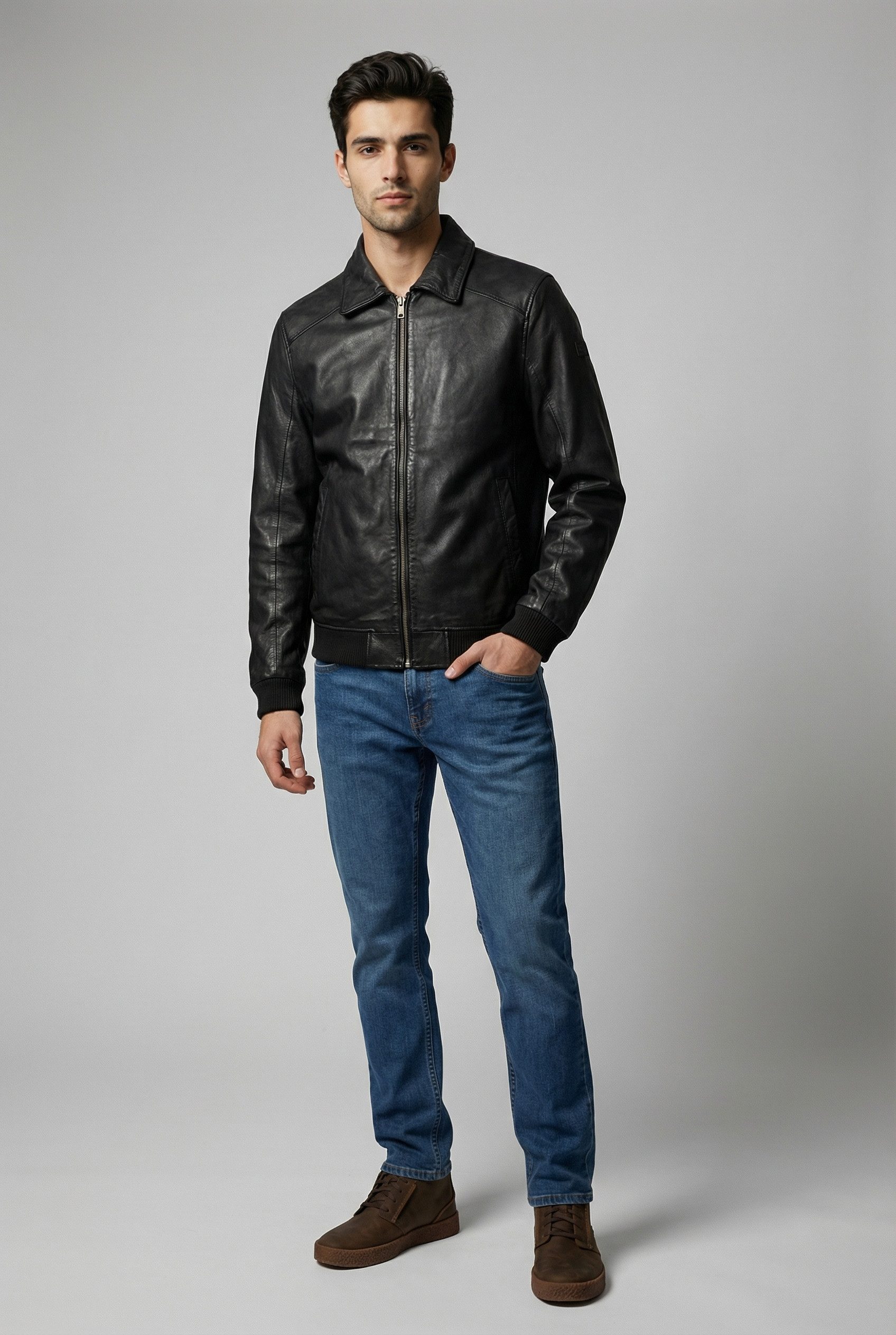 Mauritius Lederjacke MMCrovig mit Umlegekragen