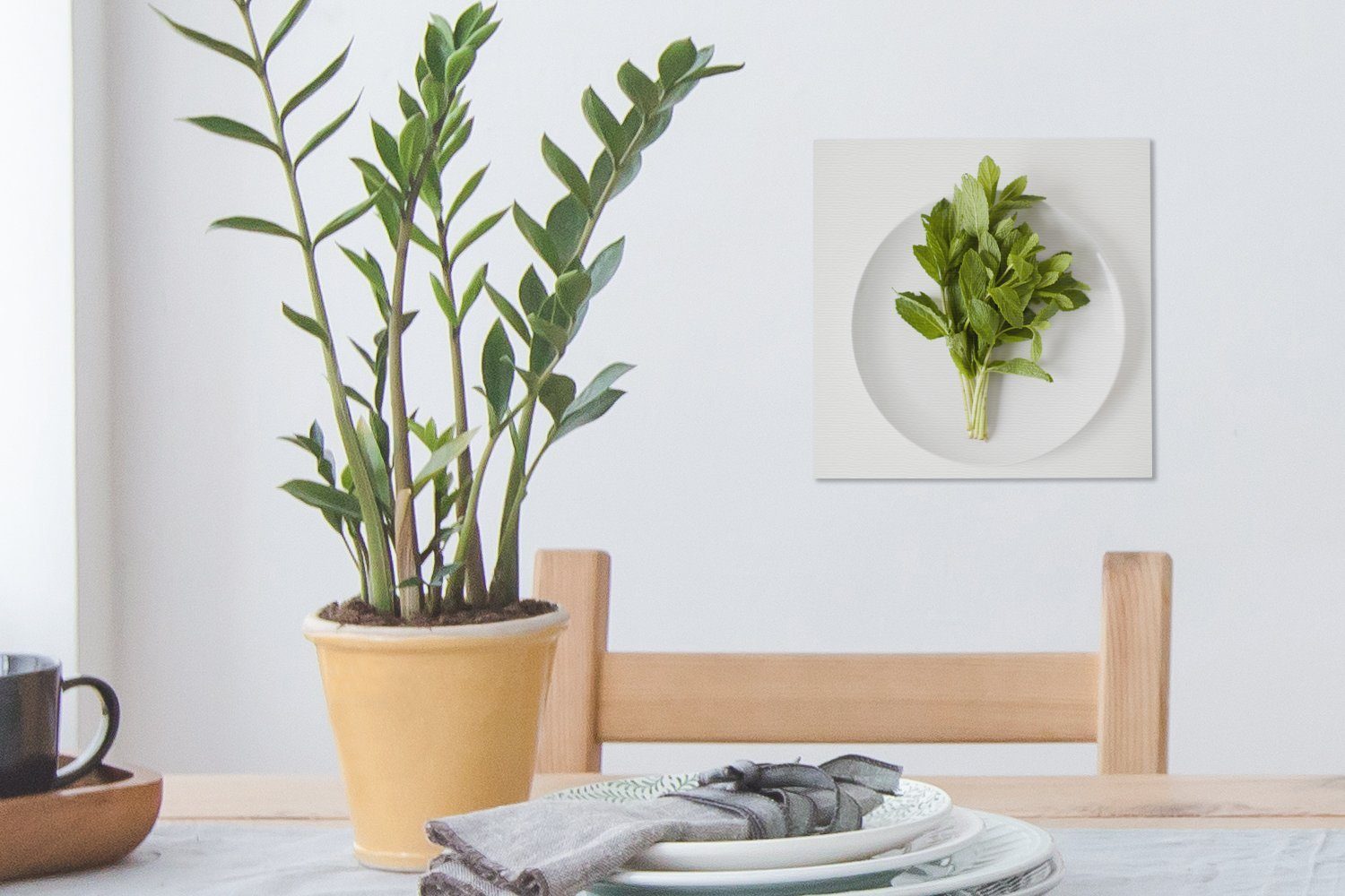 Leinwand einer St), Ein (1 Münzpflanze, für OneMillionCanvasses® Bilder mit Leinwandbild Porzellanteller Schlafzimmer großen Wohnzimmer