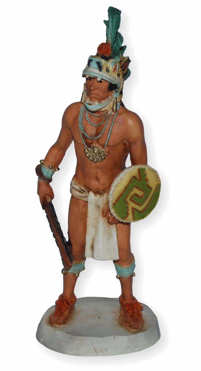 Castagna Dekofigur Cuauhtémoc H 18,5 cm Azteke Dekofigur Native American Castagna