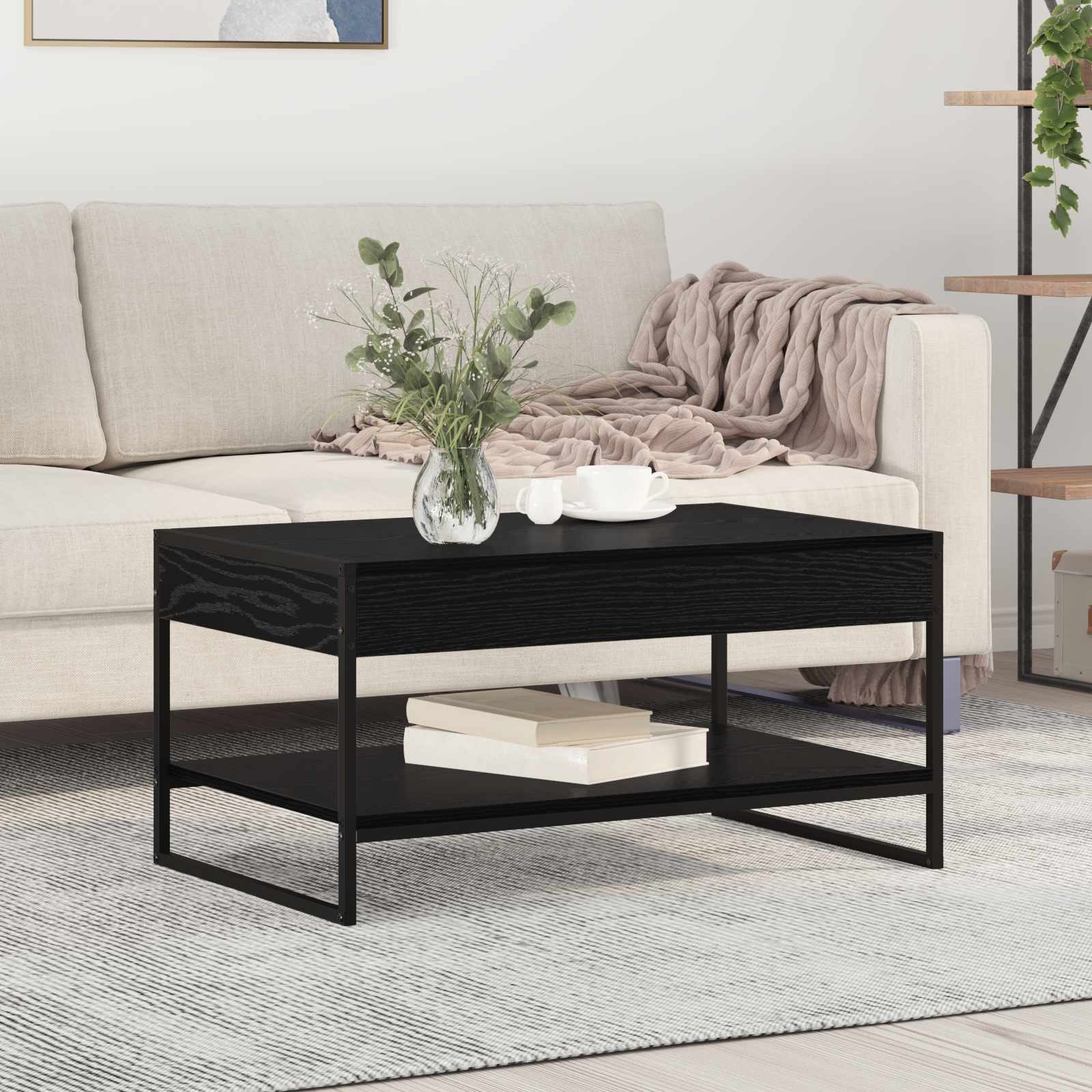 vidaXL Couchtisch Couchtisch Schwarz Eichen-Optik 80 x 50 x 40 cm Holzwerkstoff (1-St)