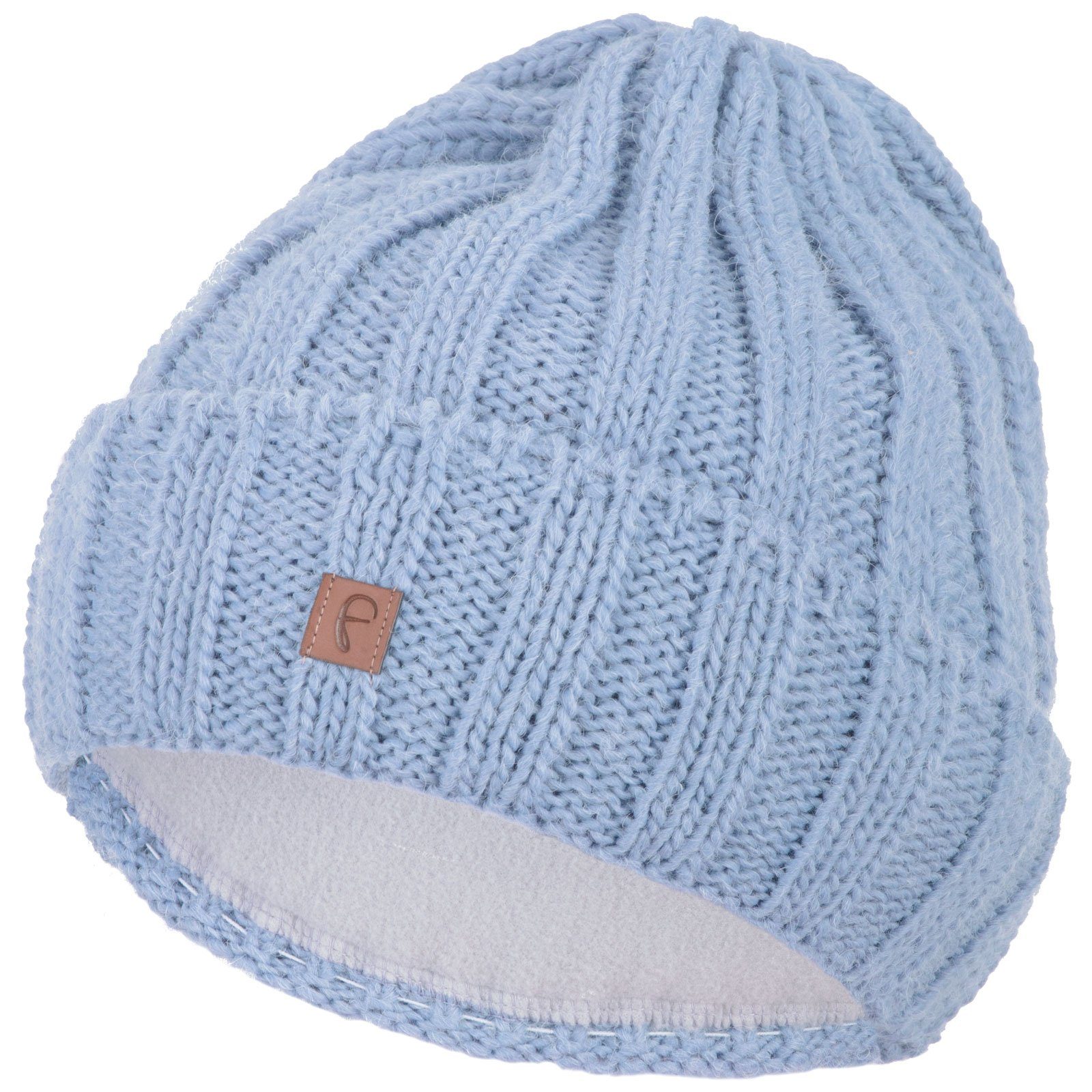 Faera Strickmütze Damen (1-St) hellblau Herren Beanie Wintermütze Mütze Winter gefüttert Grobstrick