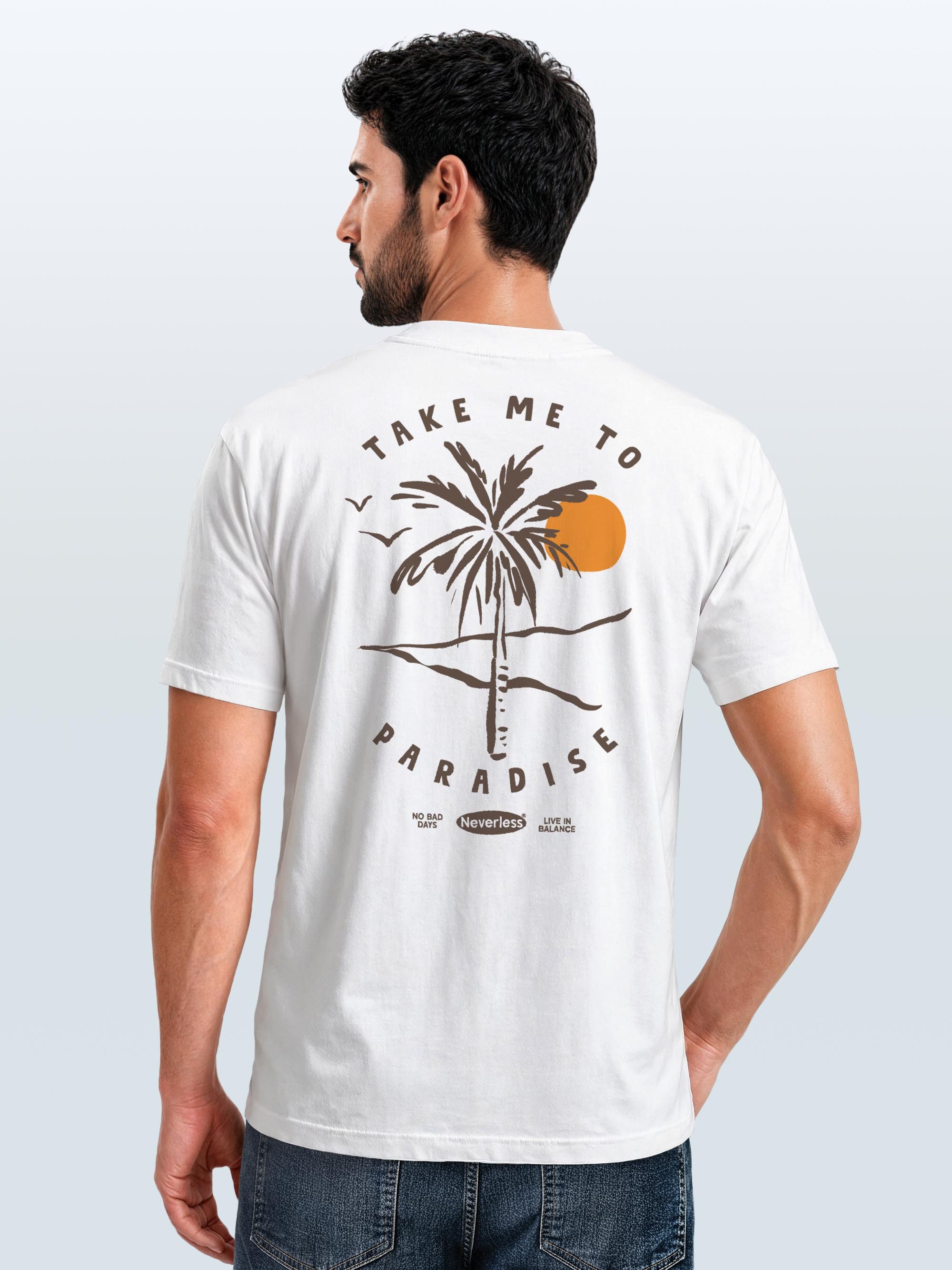 Neverless Print-Shirt Herren T-Shirt Backprint Palmen Aufdruck Sommer Grafikshirt Urlaub mit Print