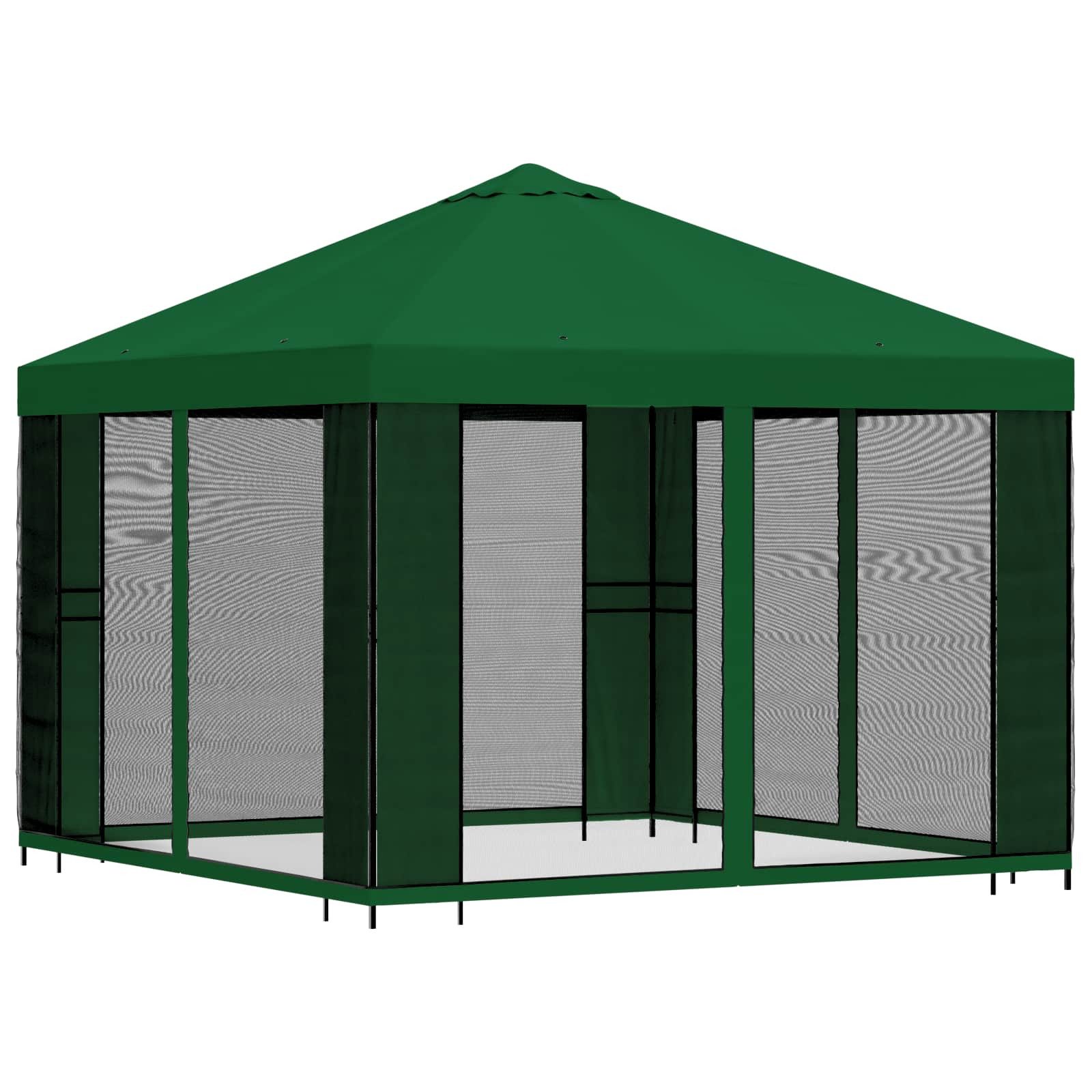 vidaXL Partyzelt Garten Pavillon mit Seitenwänden 3 x 3 m Grün