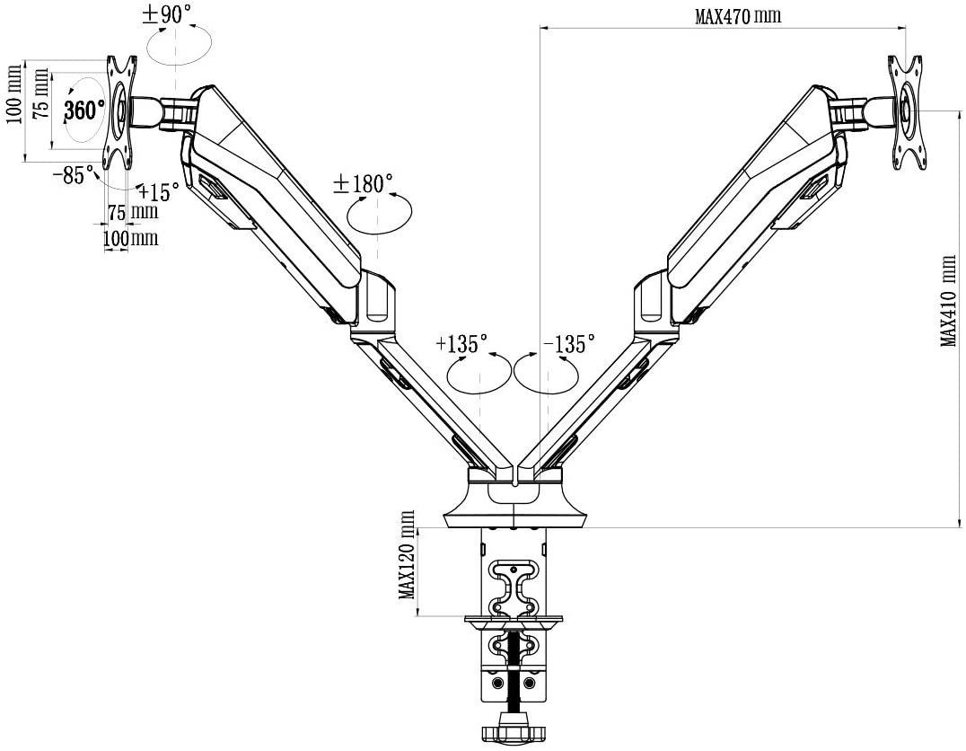 FLEXISPOT Monitor-Halterung Computerhallter, (25-76cm) Tischhalterung Monitorhalter Monitorhalterung Standfuß)