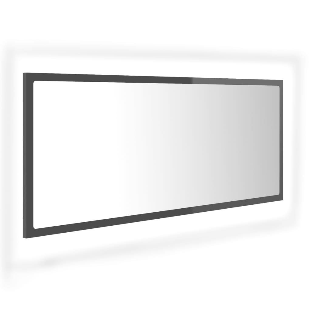 vidaXL cm Acryl 100x8,5x37 LED-Badspiegel Badezimmerspiegelschrank Hochglanz-Grau (1-St)