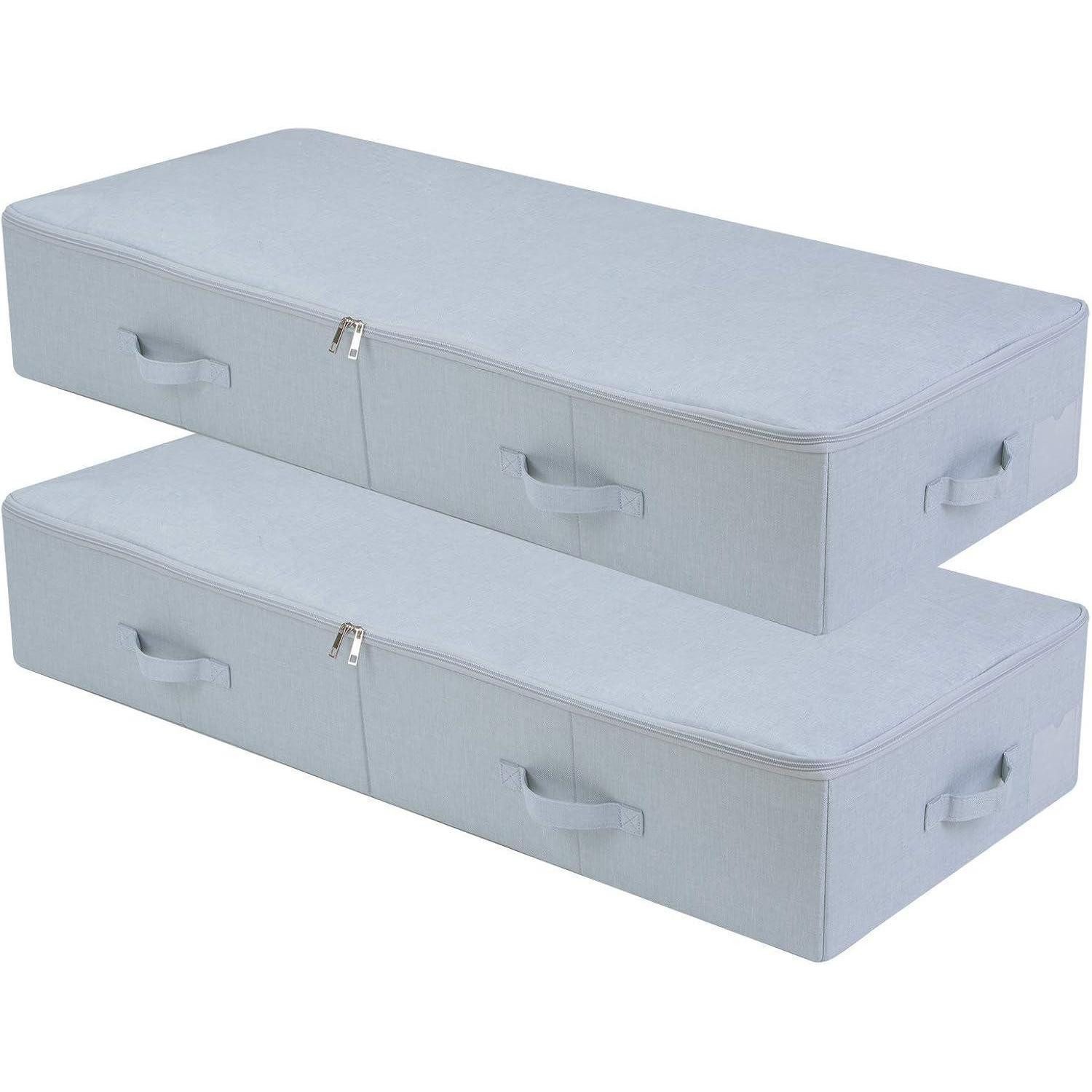 LuxusKollektion Unterbettkommode Unterbett Aufbewahrung 3seitig 100*43*18cm Hellgrau 2pcs