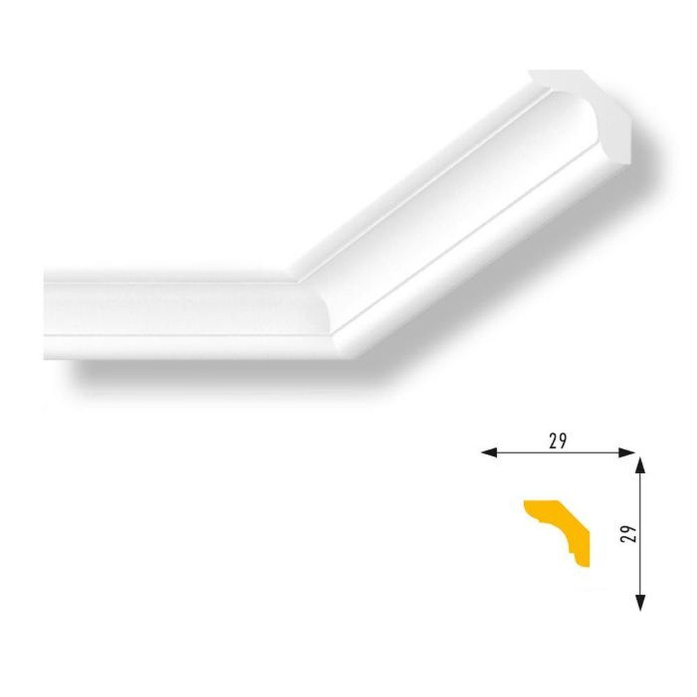 Thumbnail - PROVISTON Stuckleiste Polystyrol, 29 x 29 x 2000 mm, Weiß, Deckenleiste, Kleben, Polystyrol, 1-St.